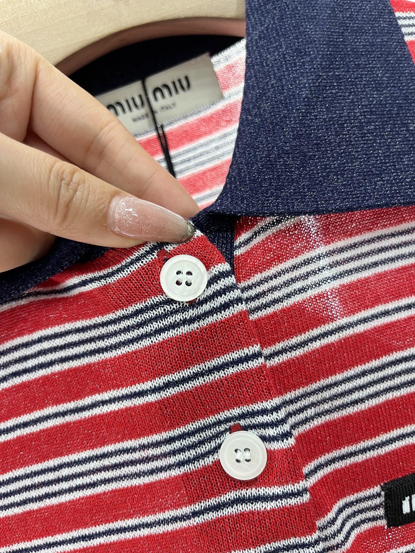 Mi*mi*♥2025 new products are on sale Lapel striped knitted short sleeves