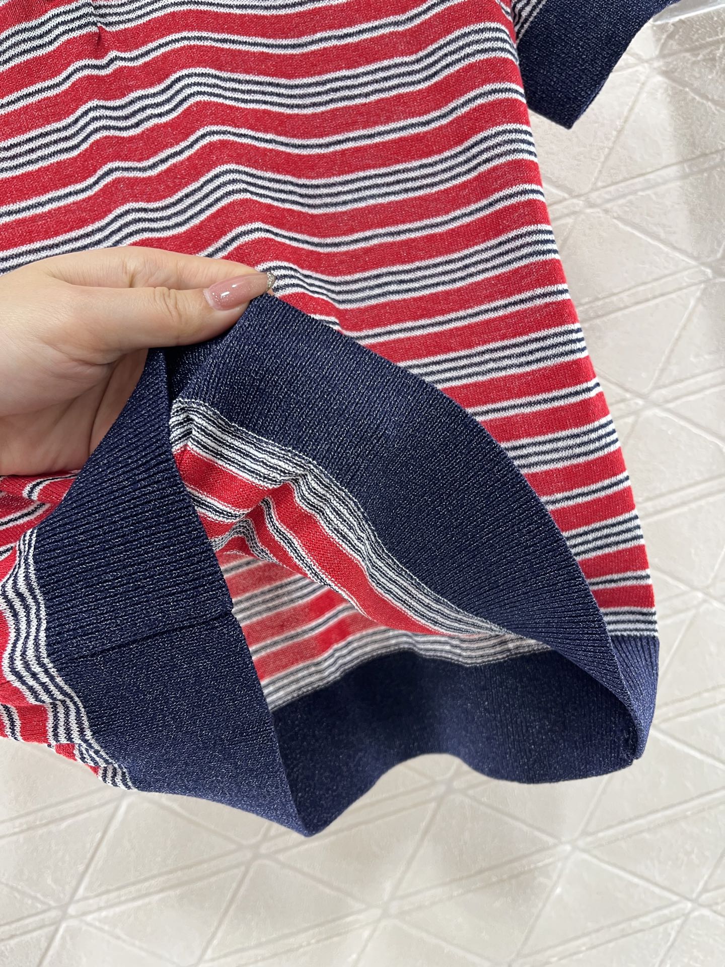 Mi*mi*♥2025 new products are on sale Lapel striped knitted short sleeves