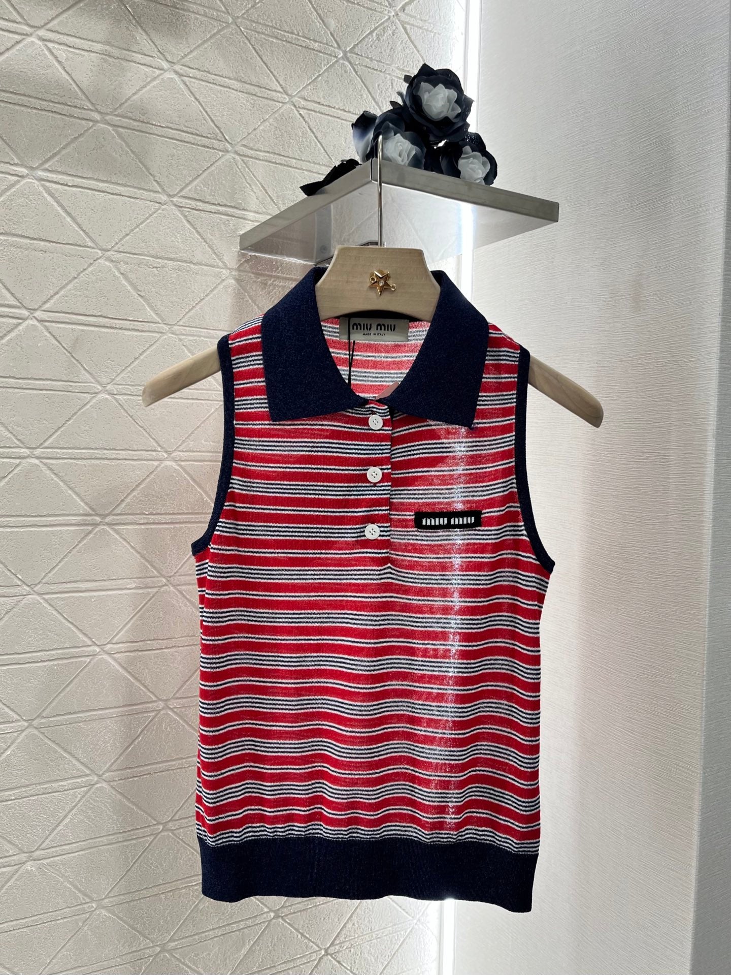 Mi*mi*♥2025 new products are on sale Lapel striped knitted vest