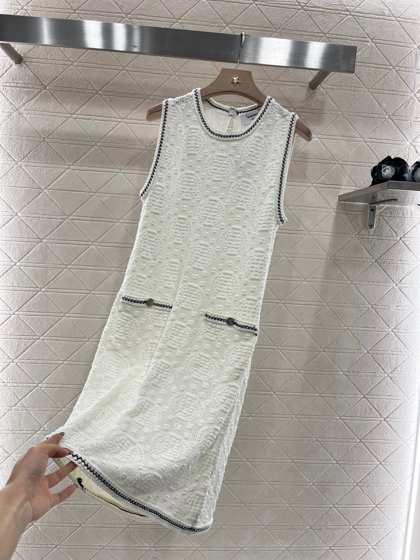 T*♥2025 new products are on sale Crochet texture knitted vest skirt
