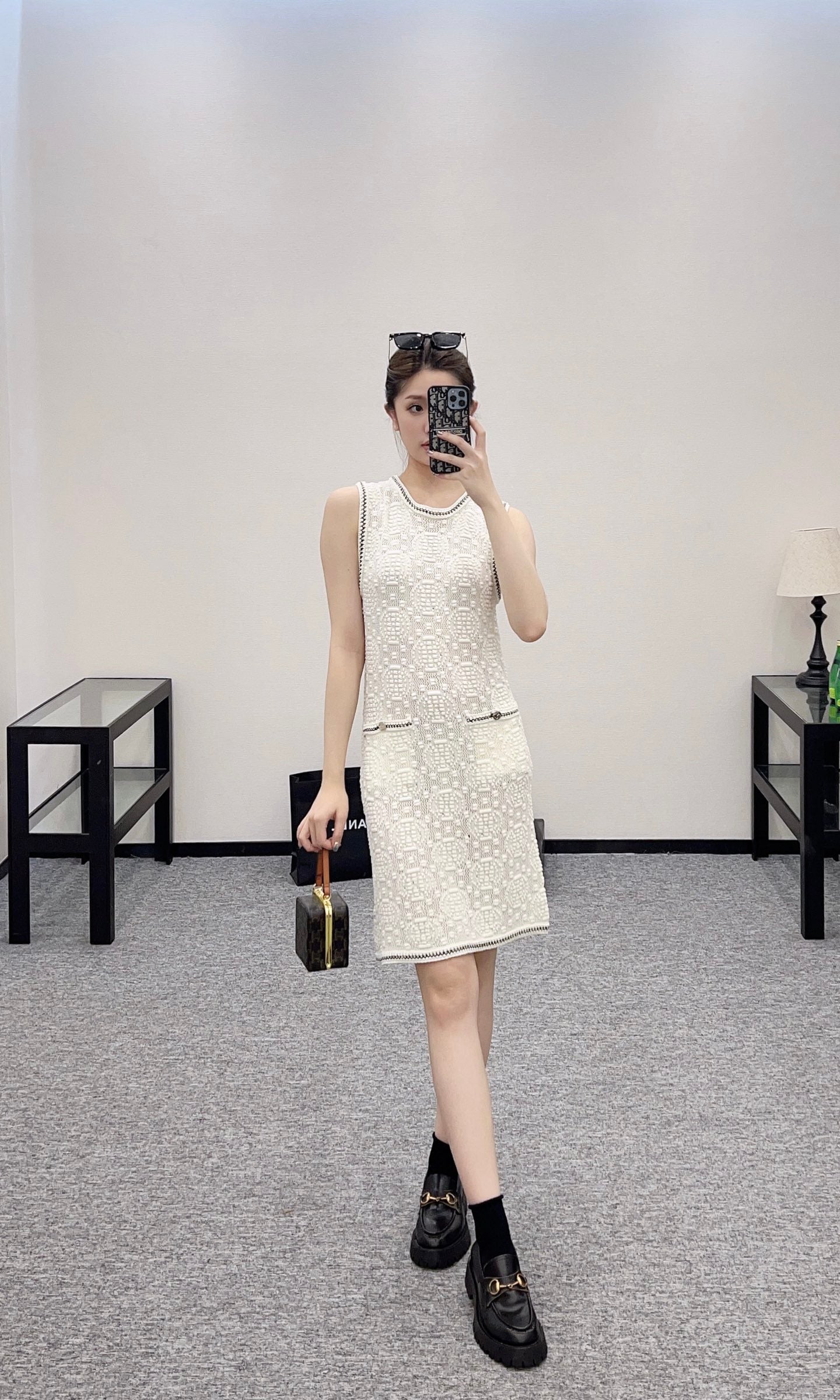 T*♥2025 new products are on sale Crochet texture knitted vest skirt