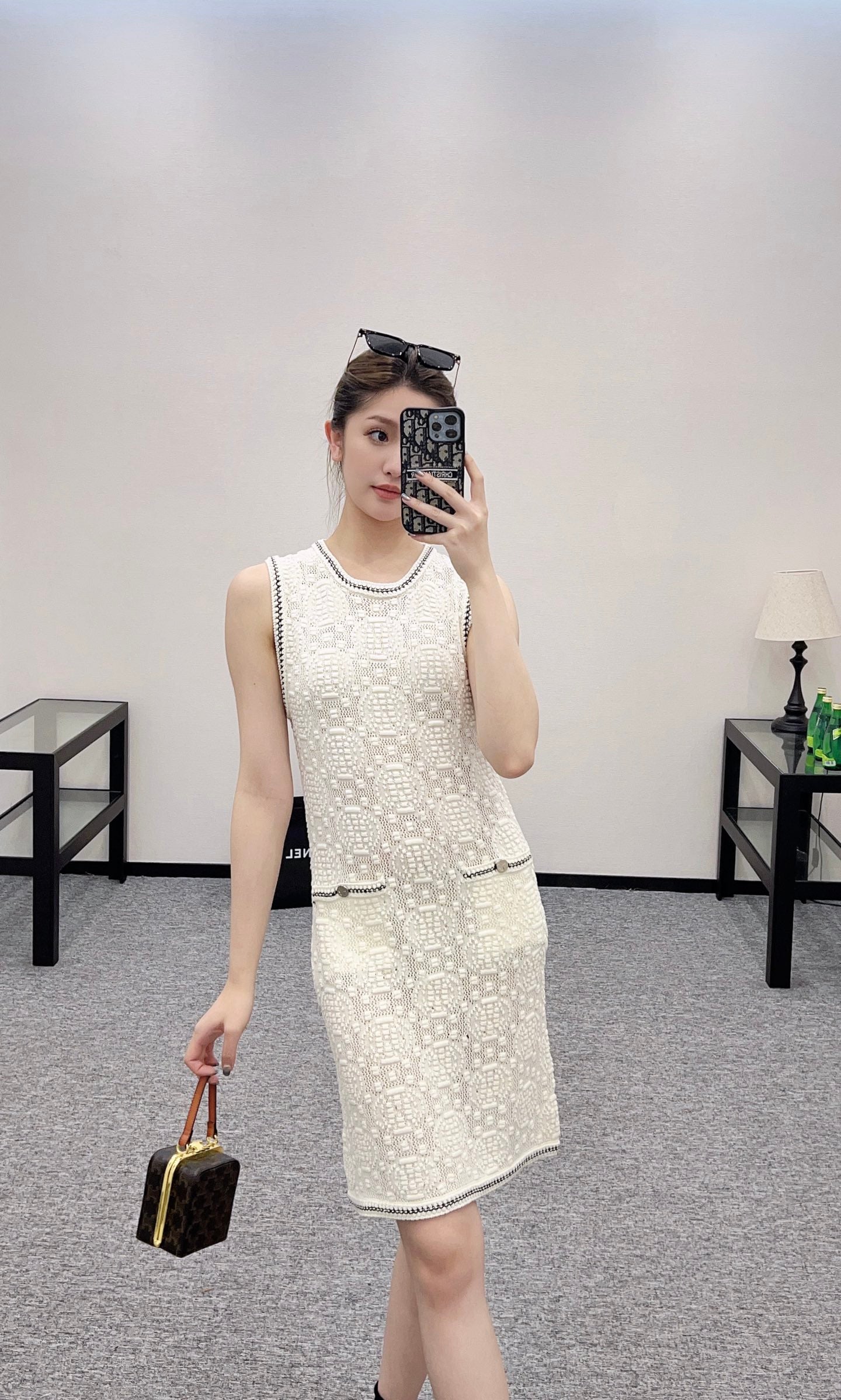 T*♥2025 new products are on sale Crochet texture knitted vest skirt