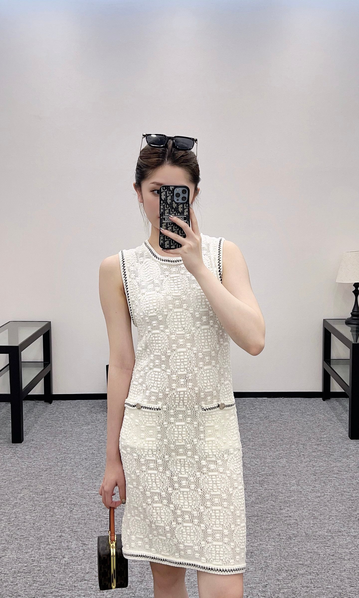 T*♥2025 new products are on sale Crochet texture knitted vest skirt