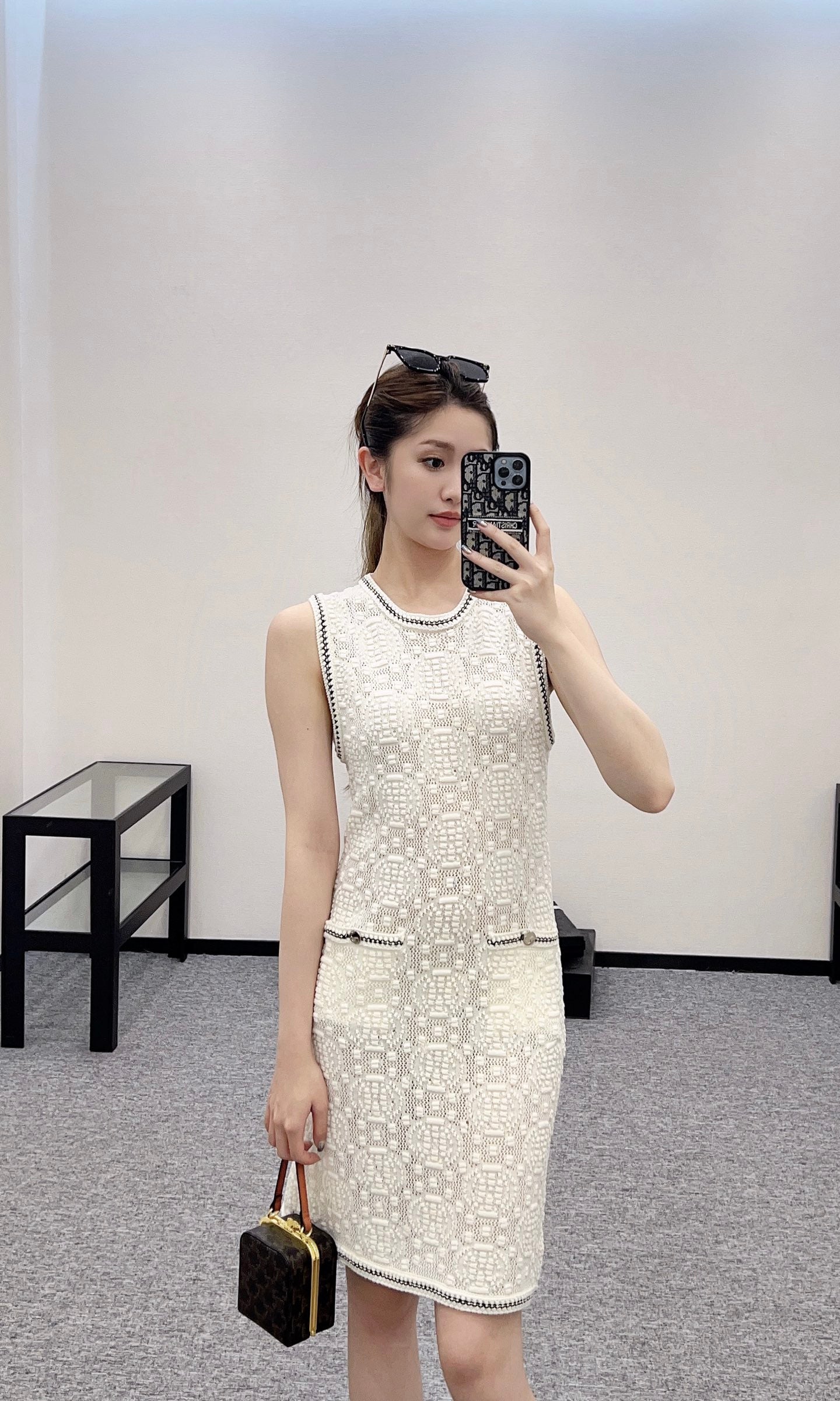 T*♥2025 new products are on sale Crochet texture knitted vest skirt