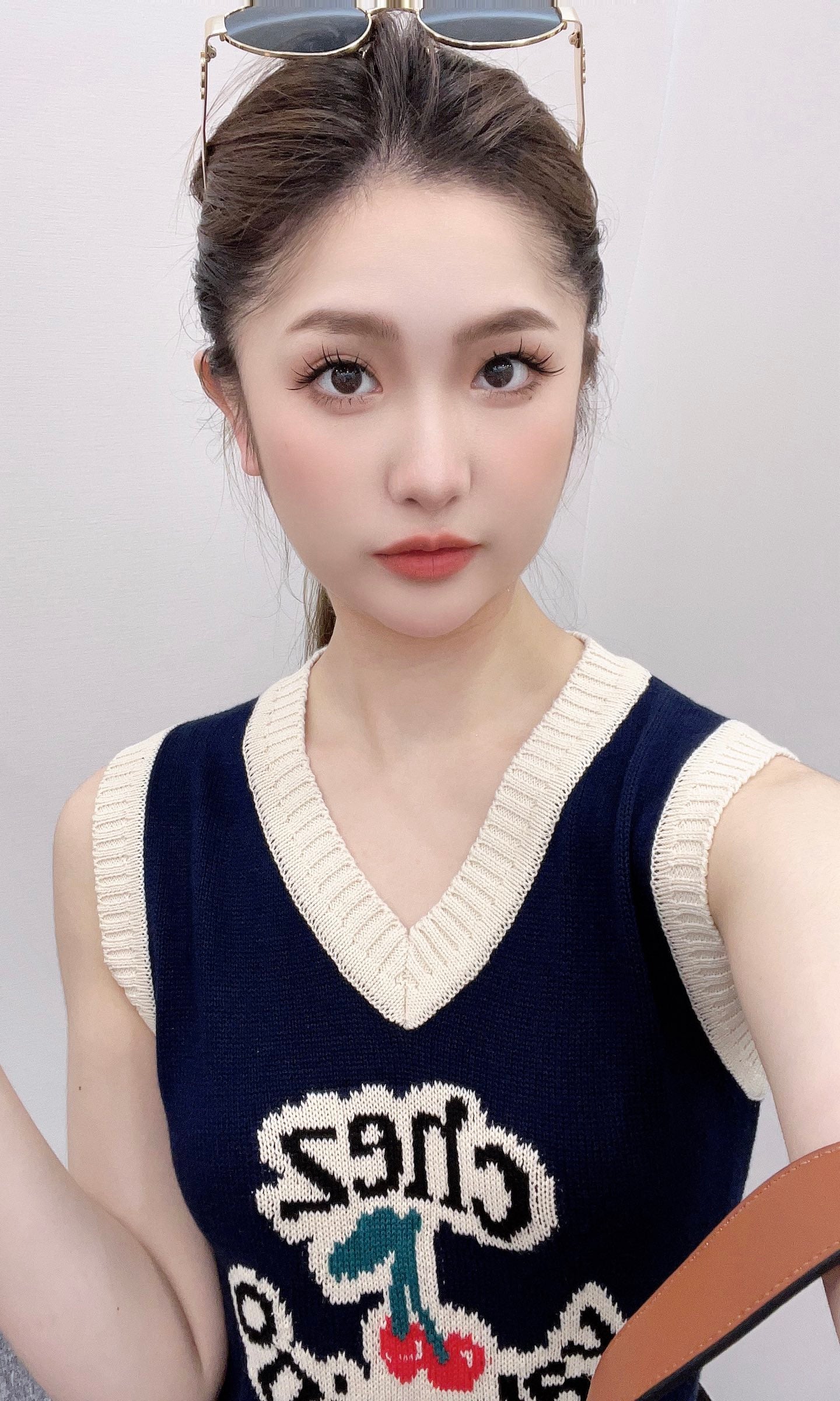 V*♥2025 new products Cherry knitted vest dress
