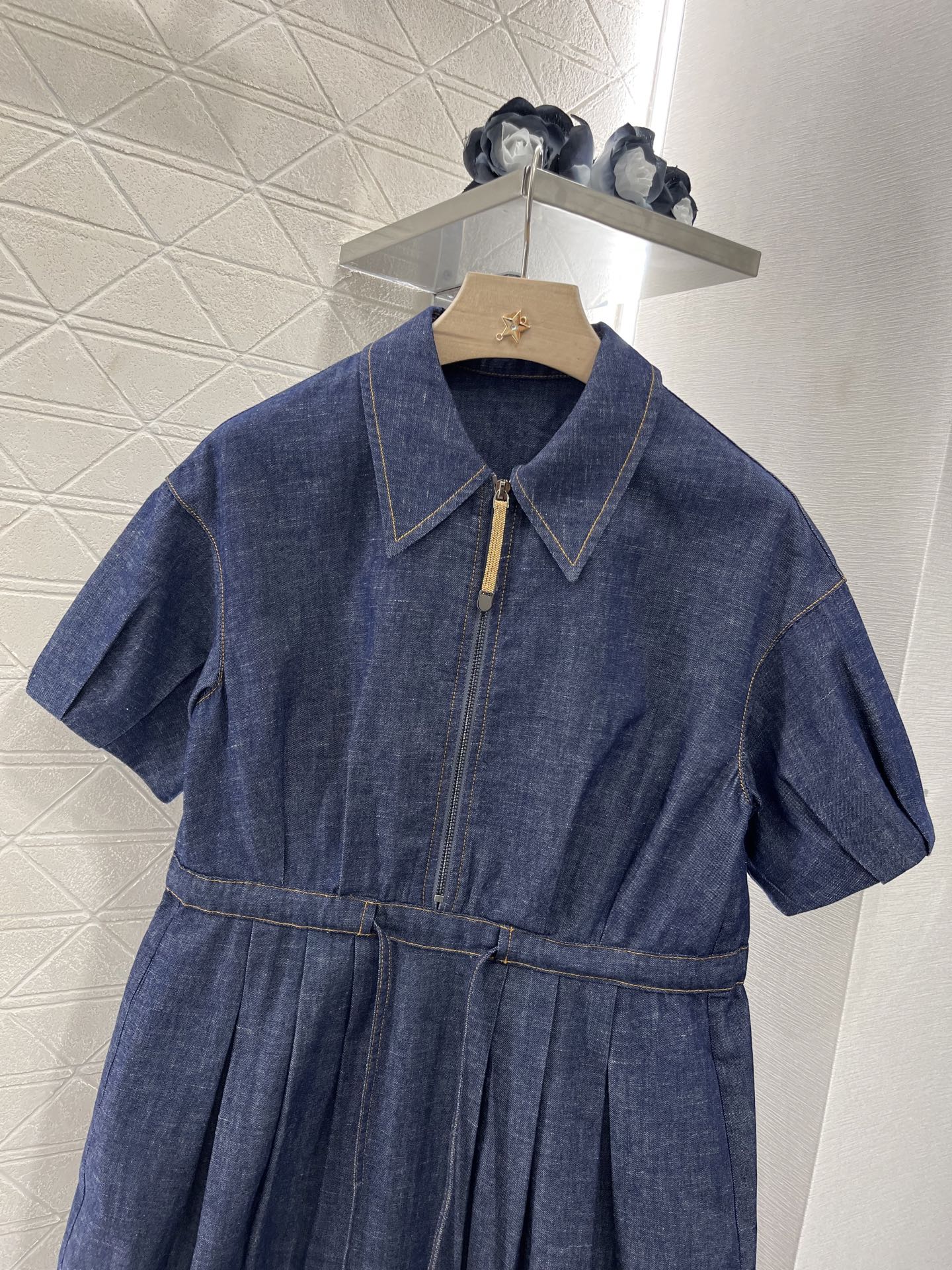 B*♥2025 new products Drawstring denim dress