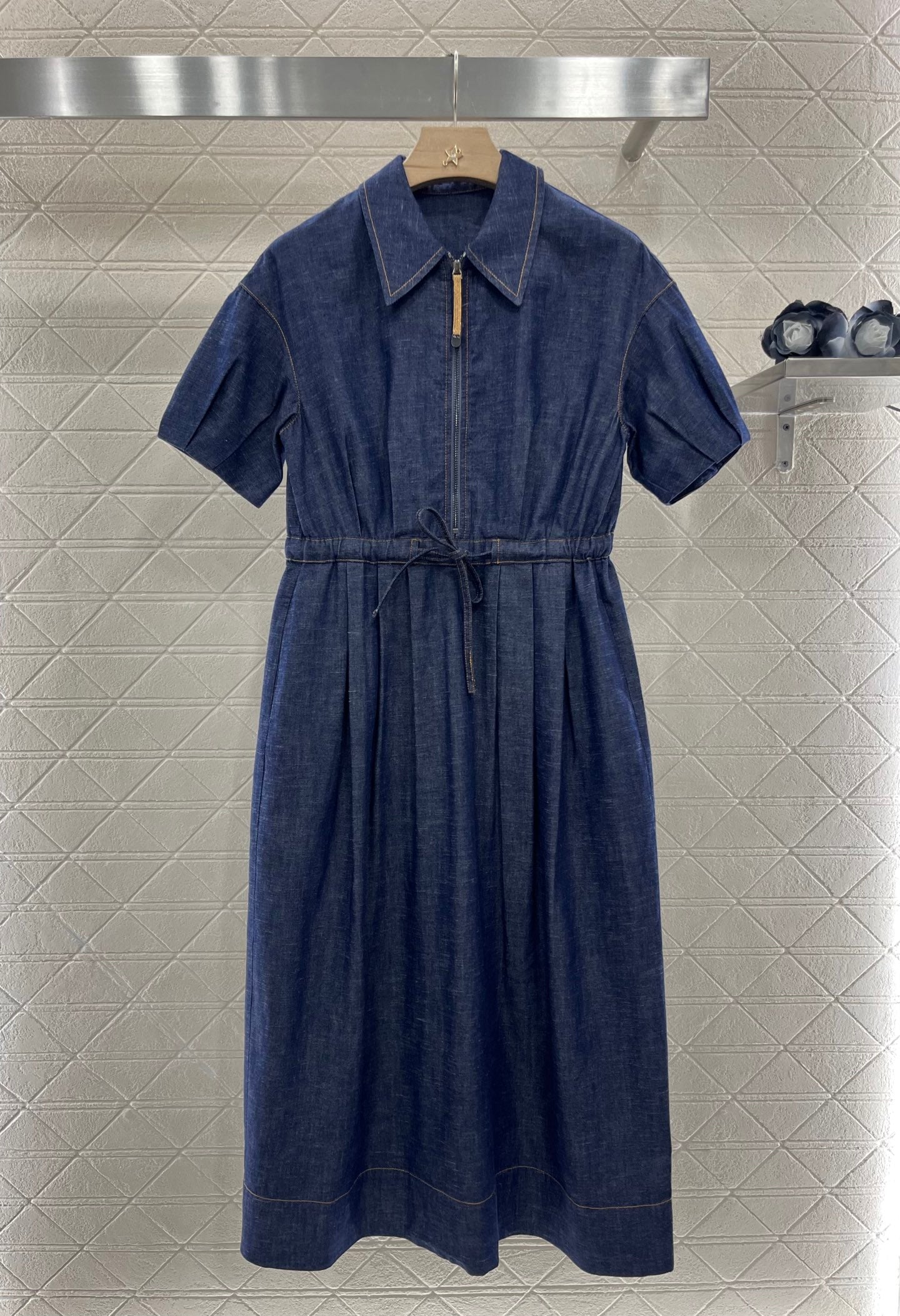 B*♥2025 new products Drawstring denim dress