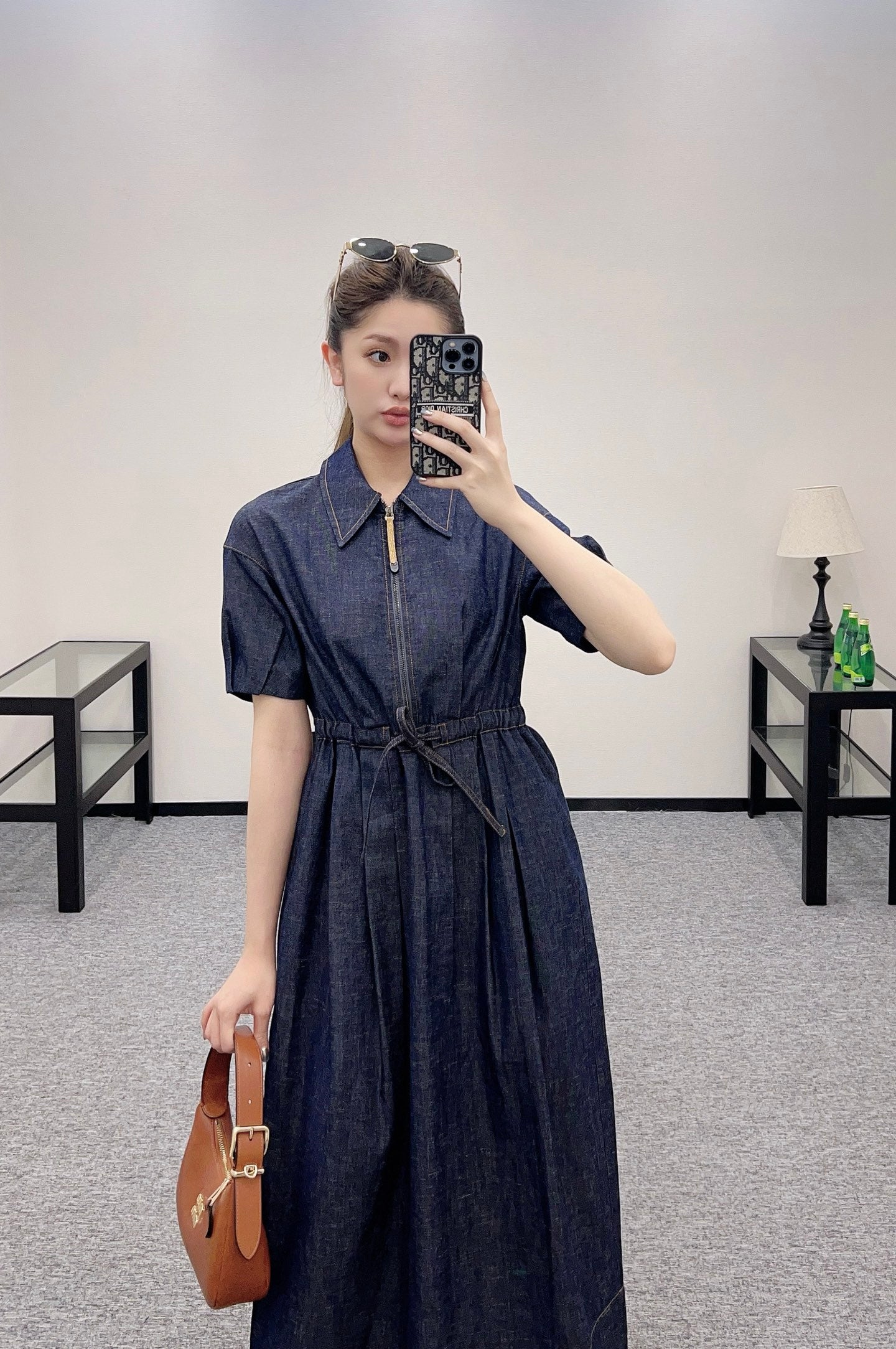 B*♥2025 new products Drawstring denim dress