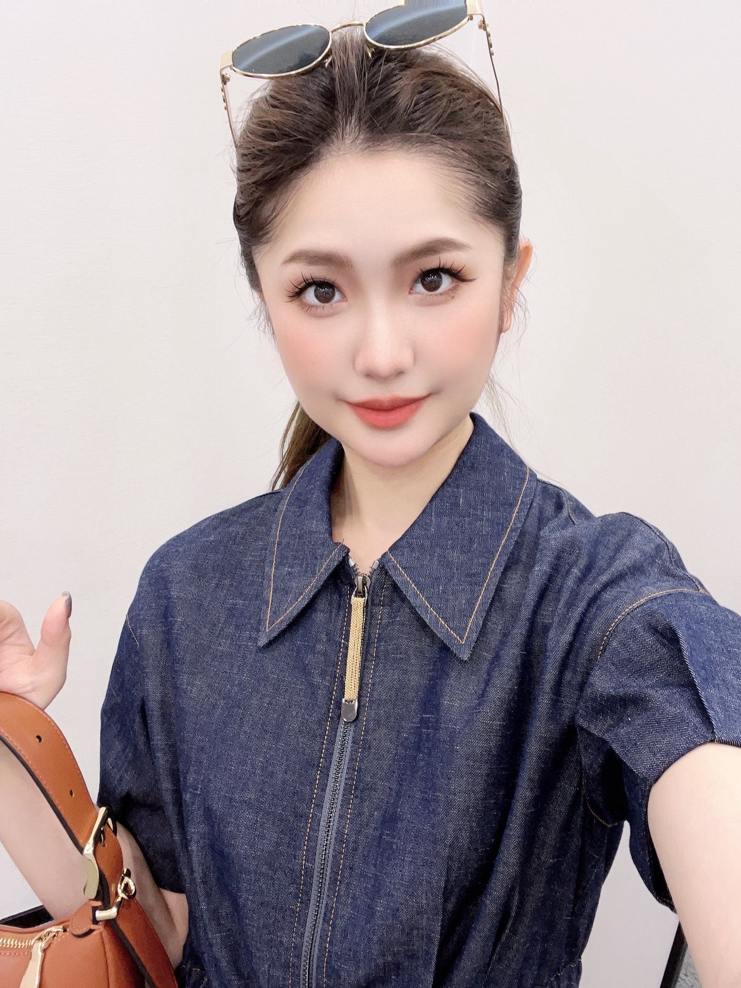 B*♥2025 new products Drawstring denim dress