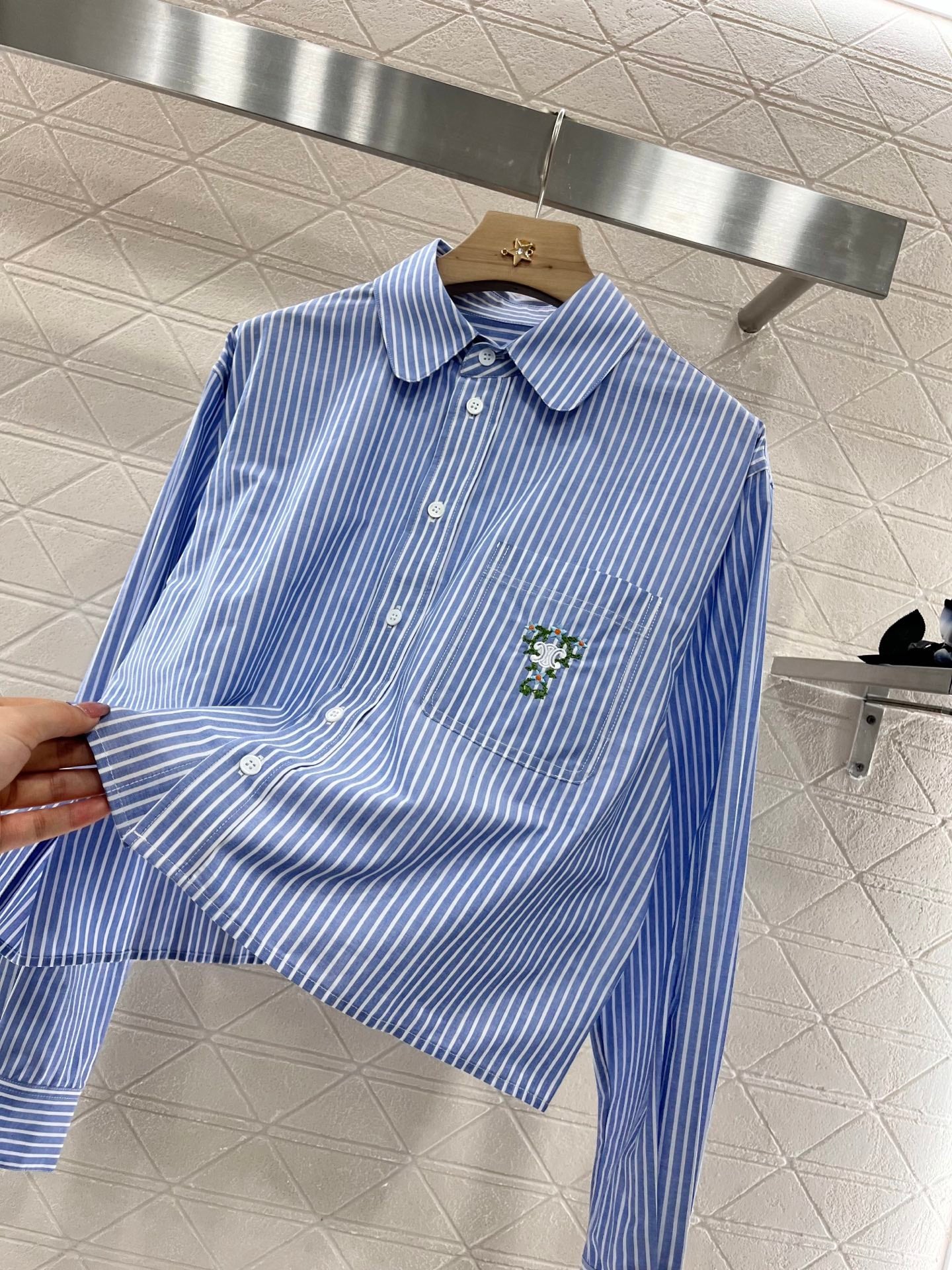C*♥2025 new products Lapel embroidered striped shirt