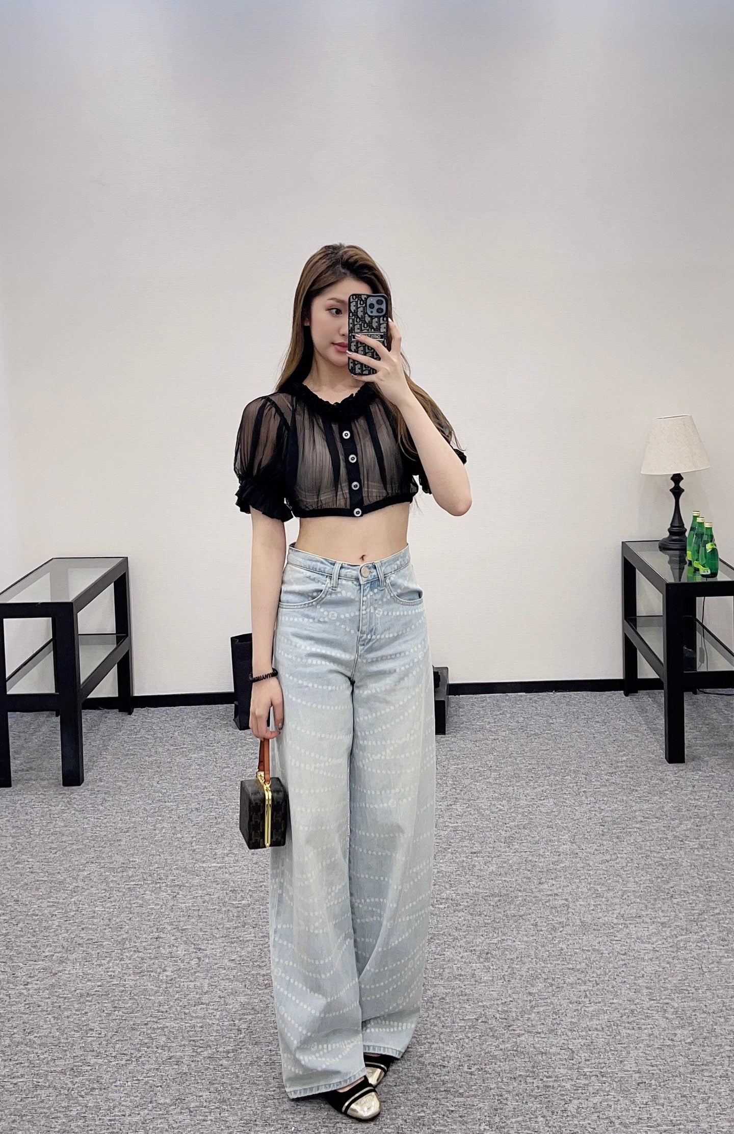 C*♥2025 new products Short waist lace see-through top