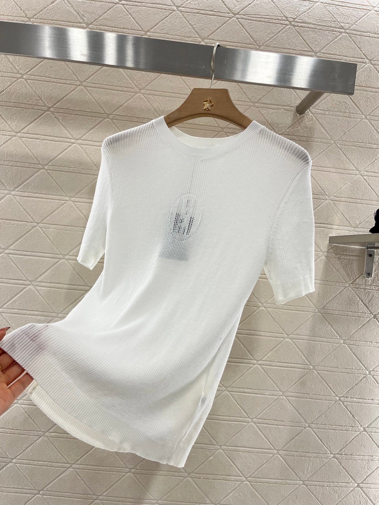 F*♥2025 new products are on sale Hollow letter knitted short sleeves