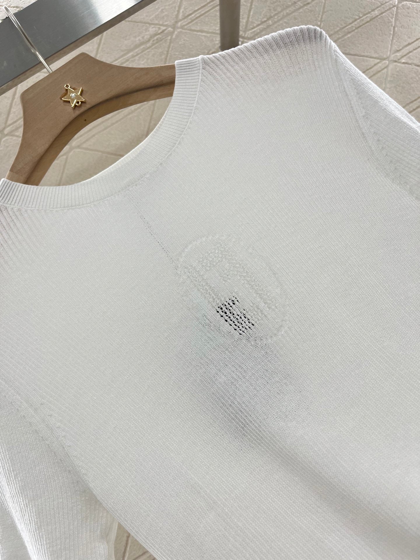 F*♥2025 new products are on sale Hollow letter knitted short sleeves