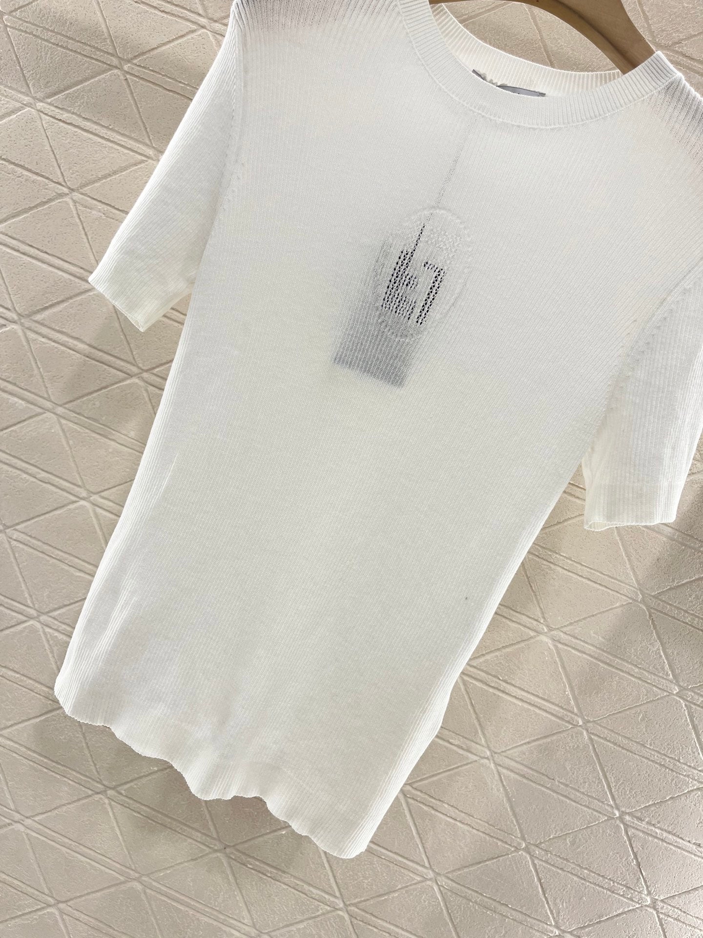 F*♥2025 new products are on sale Hollow letter knitted short sleeves