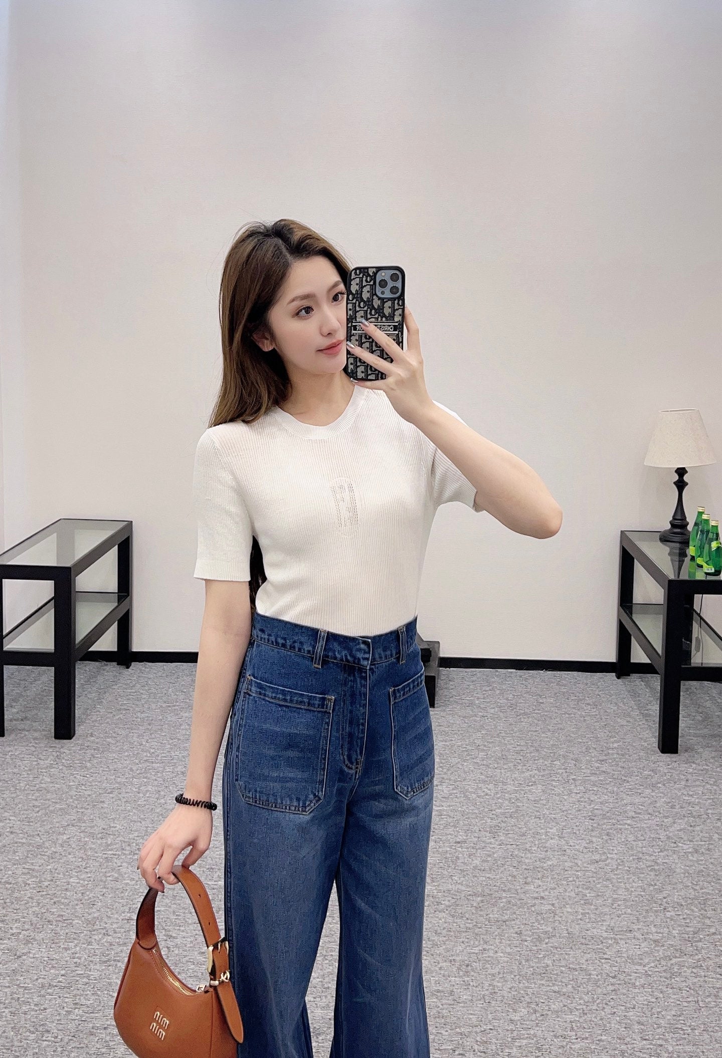 F*♥2025 new products are on sale Hollow letter knitted short sleeves