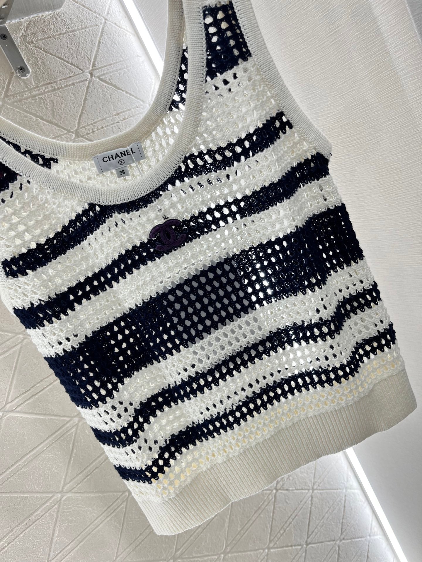 C*♥2025 new products Striped hollow knitted vest