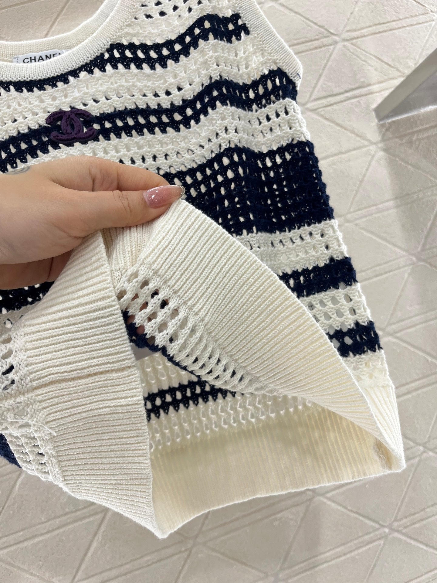 C*♥2025 new products Striped hollow knitted vest