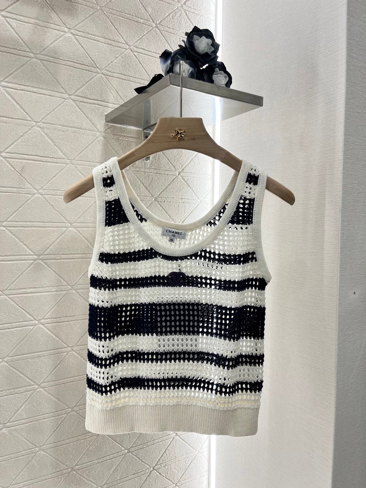 C*♥2025 new products Striped hollow knitted vest