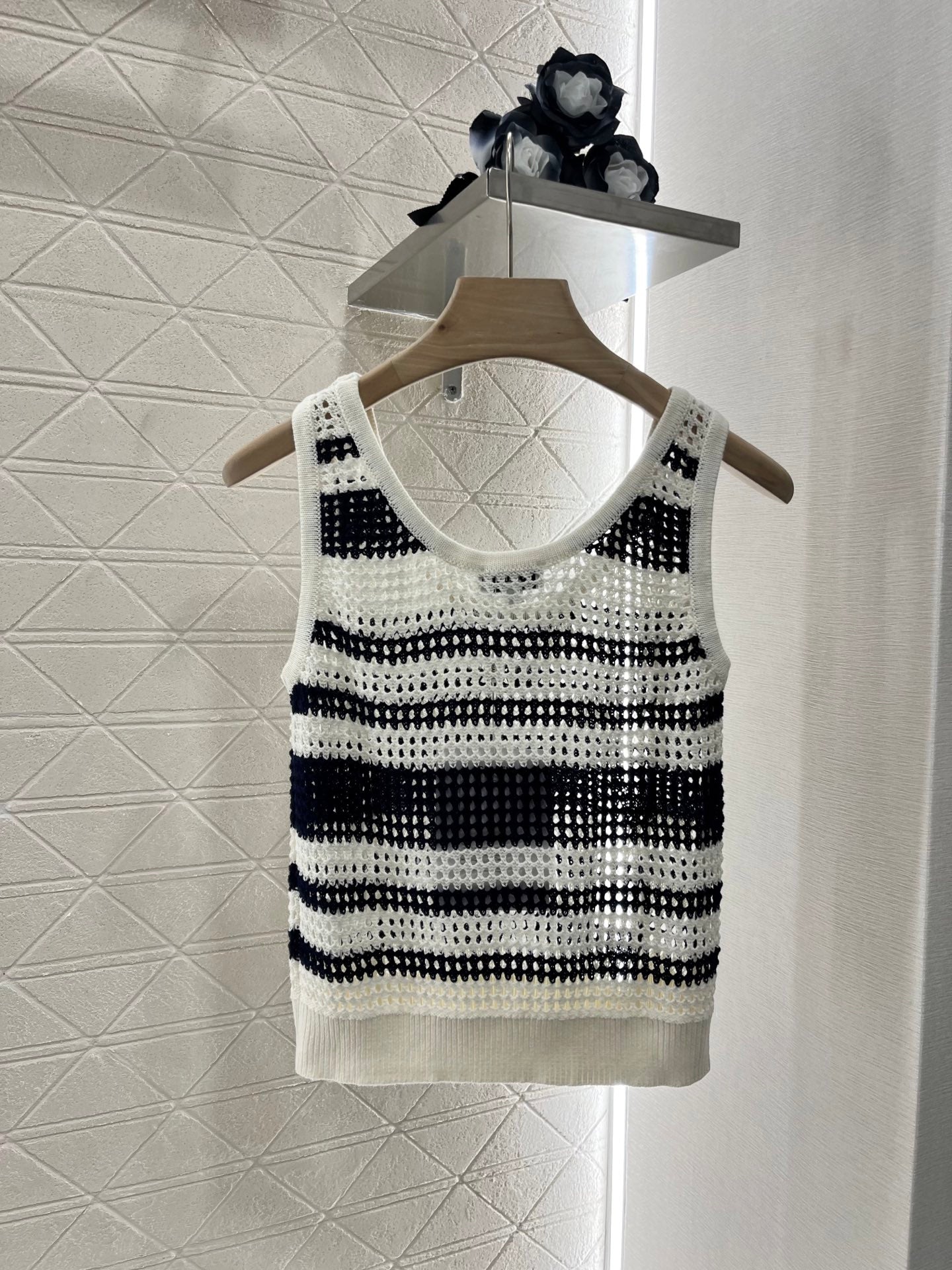 C*♥2025 new products Striped hollow knitted vest