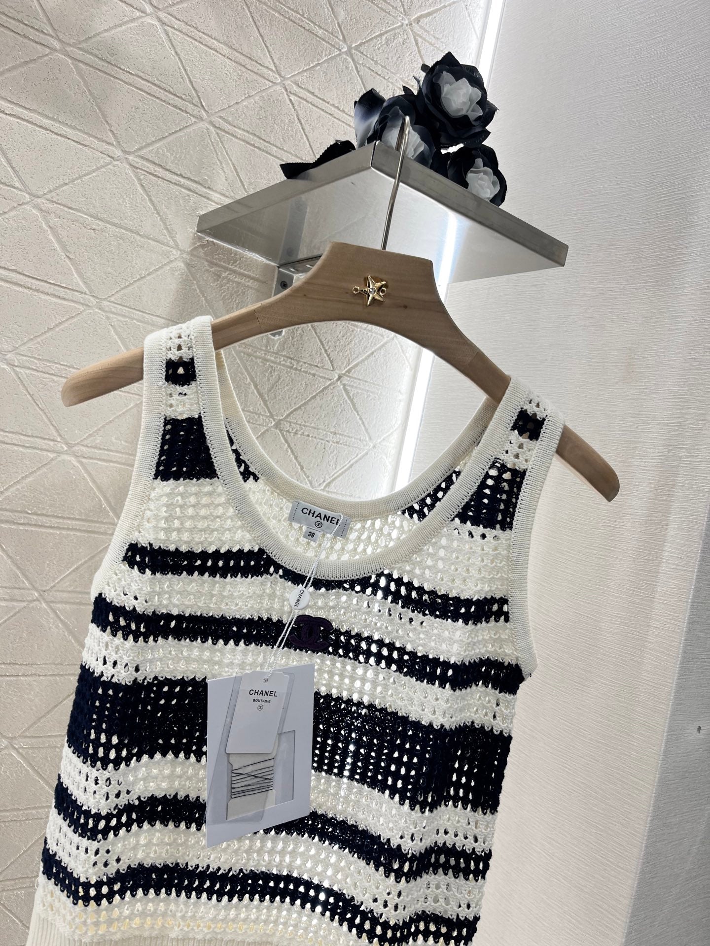 C*♥2025 new products Striped hollow knitted vest