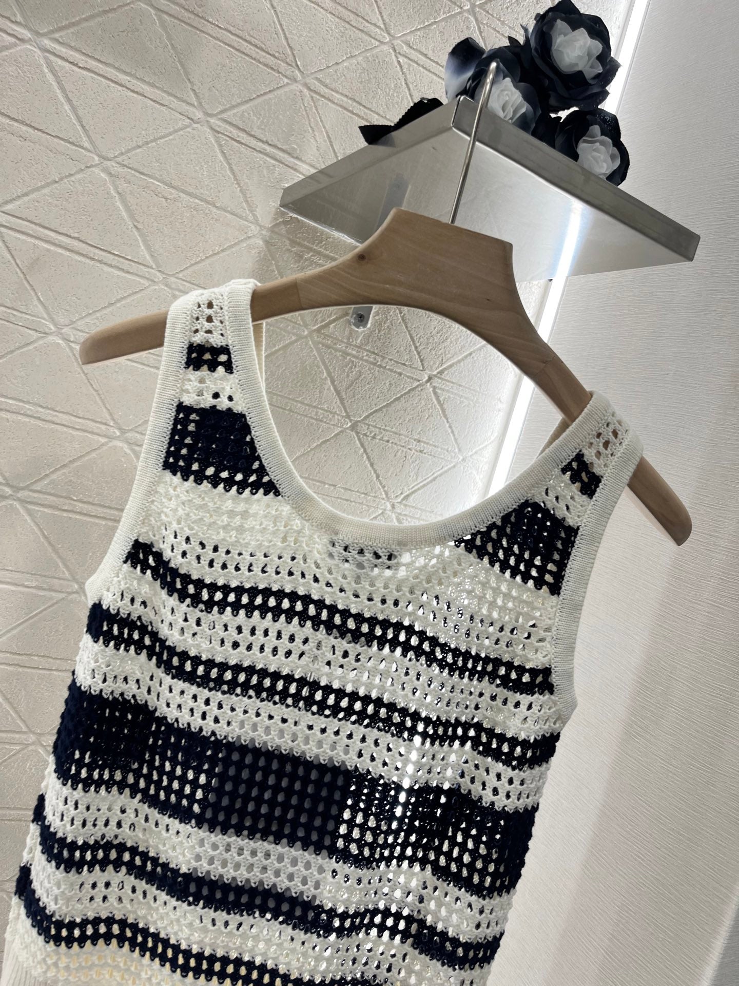 C*♥2025 new products Striped hollow knitted vest