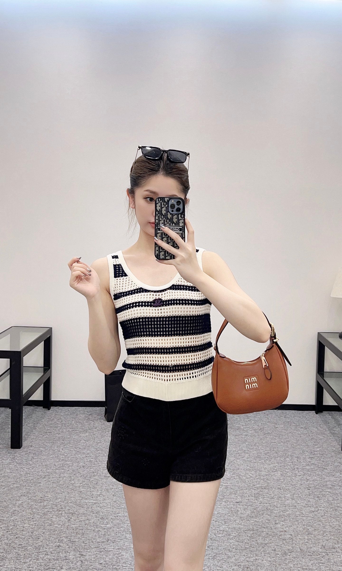C*♥2025 new products Striped hollow knitted vest