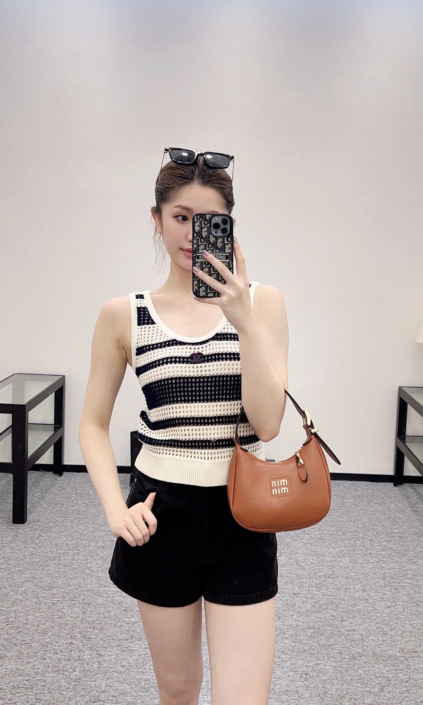C*♥2025 new products Striped hollow knitted vest