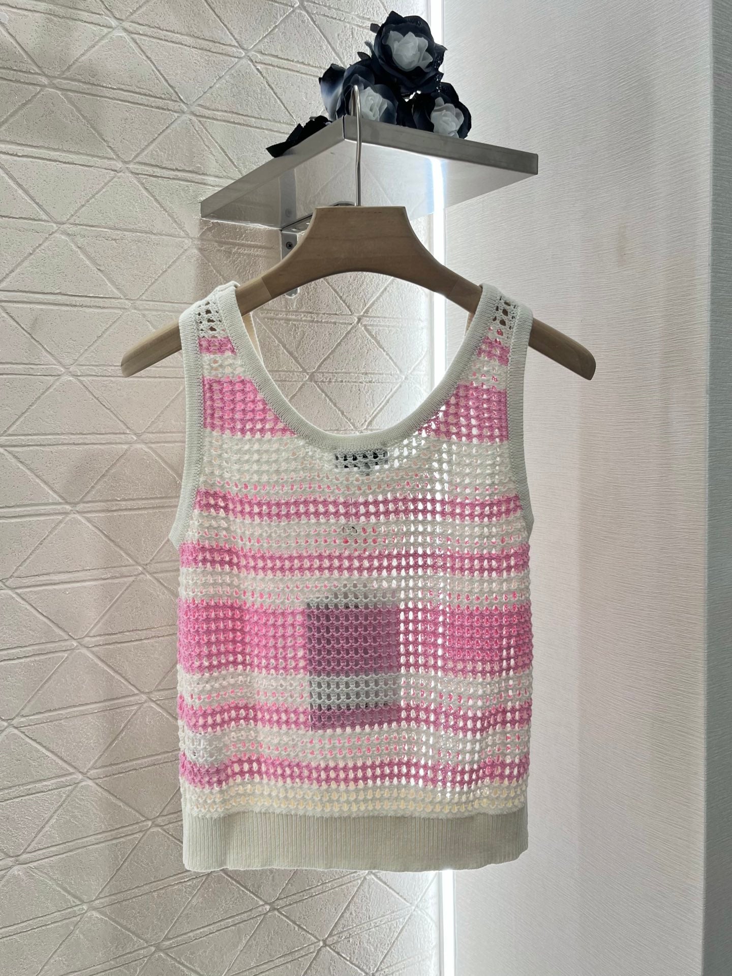 C*♥2025 new products Striped hollow knitted vest