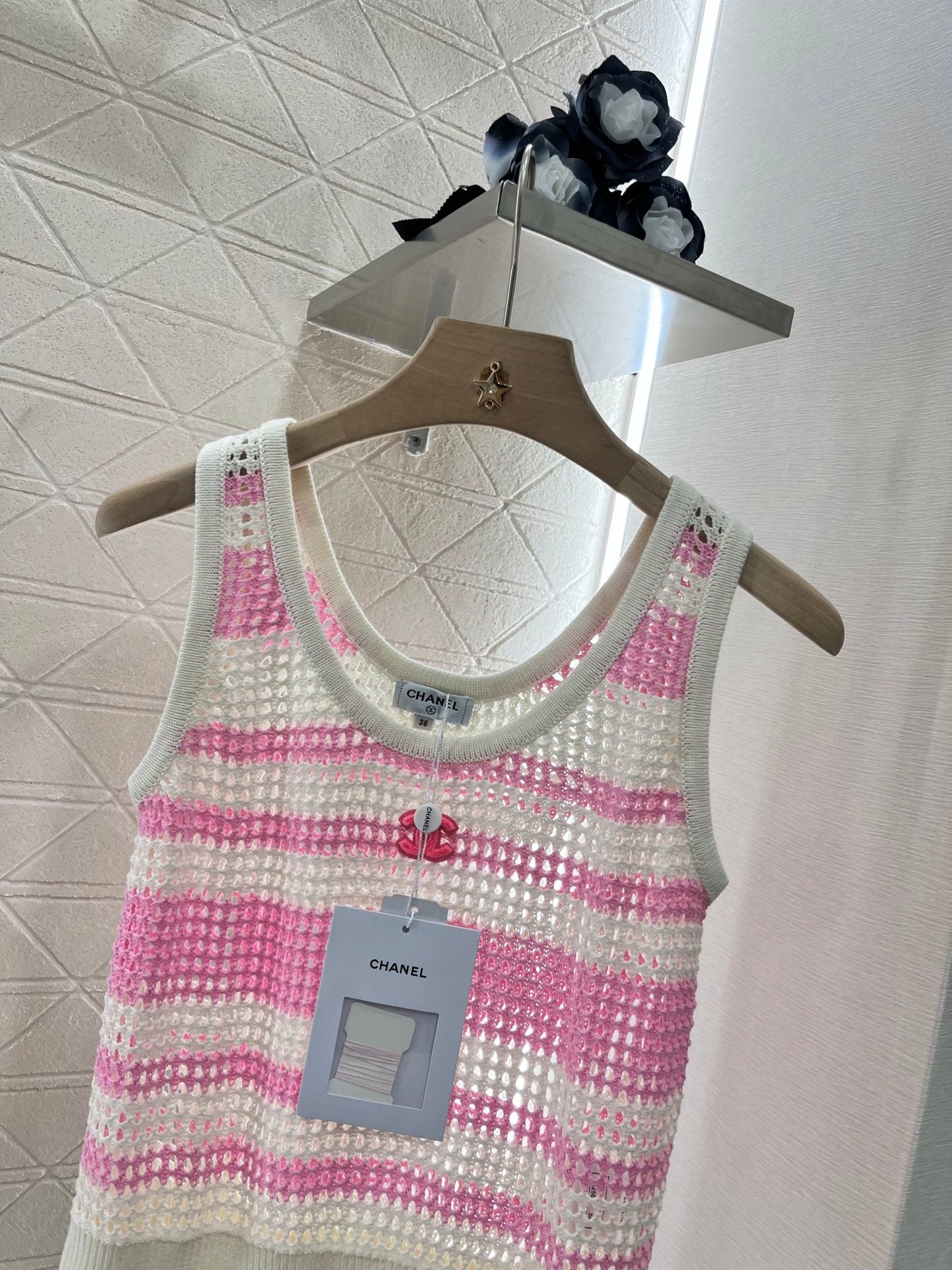 C*♥2025 new products Striped hollow knitted vest