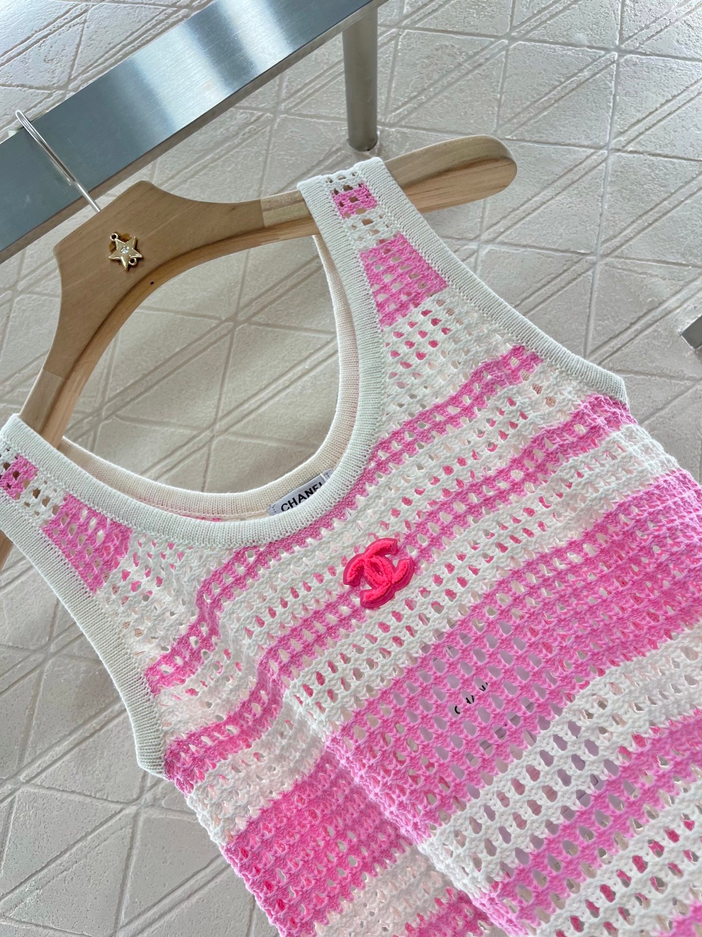 C*♥2025 new products Striped hollow knitted vest