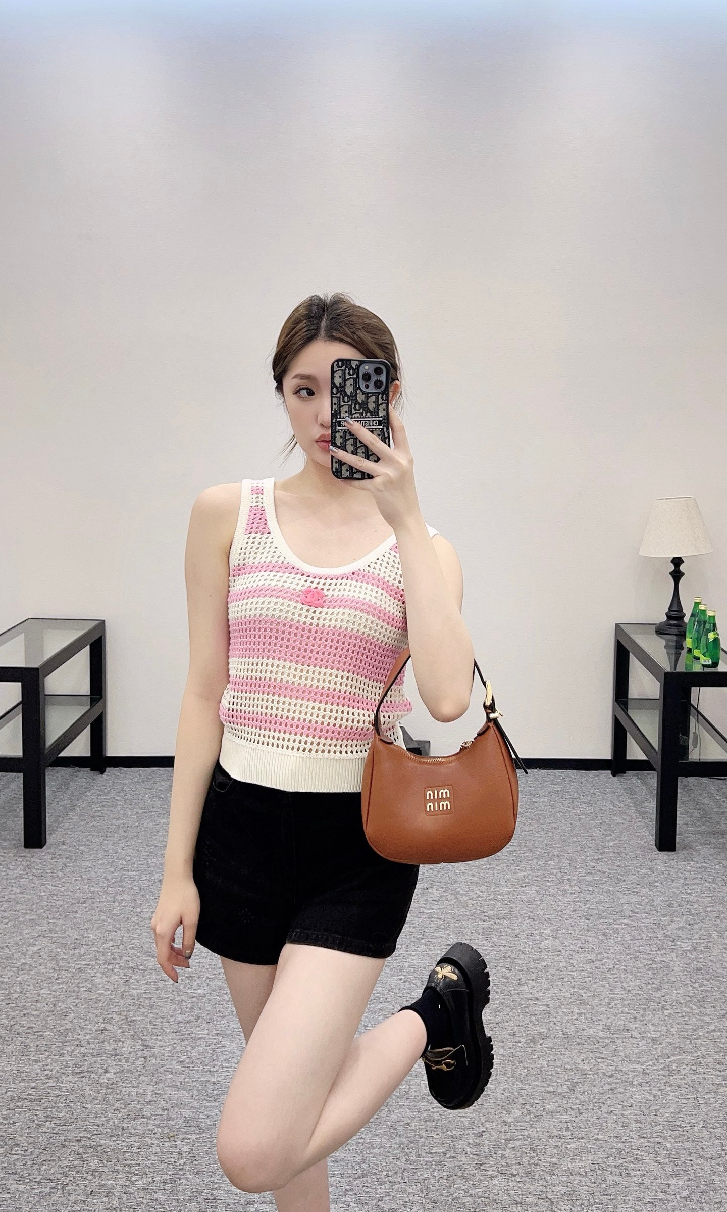 C*♥2025 new products Striped hollow knitted vest