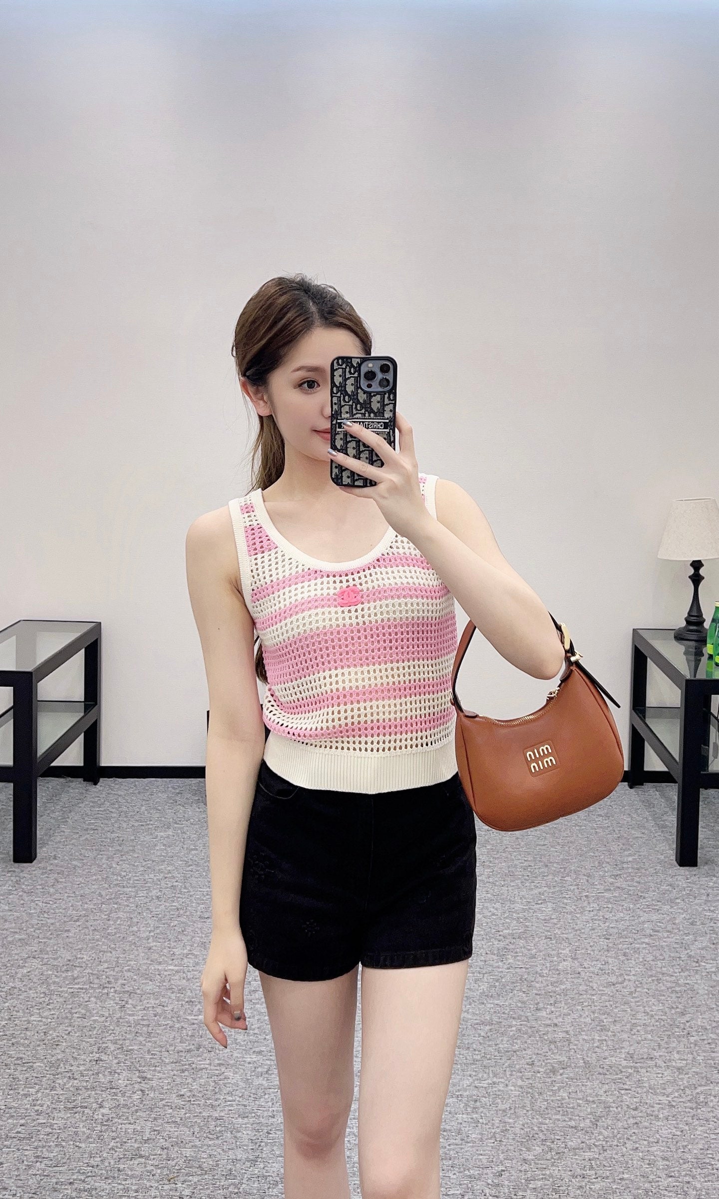 C*♥2025 new products Striped hollow knitted vest