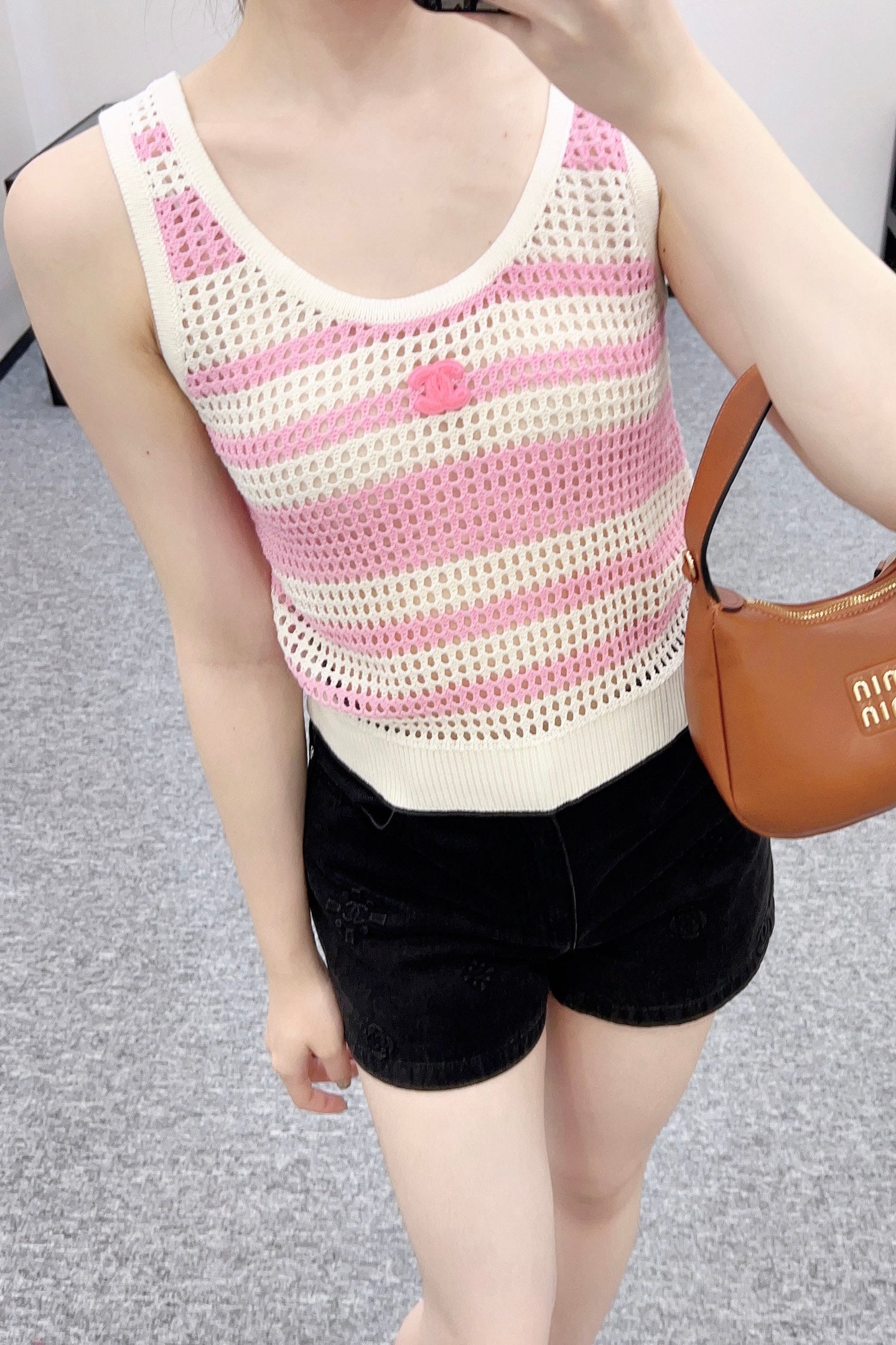 C*♥2025 new products Striped hollow knitted vest