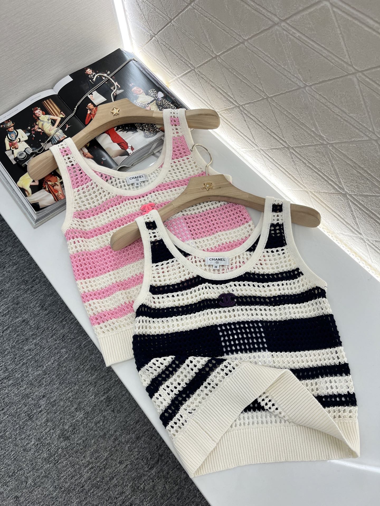 C*♥2025 new products Striped hollow knitted vest