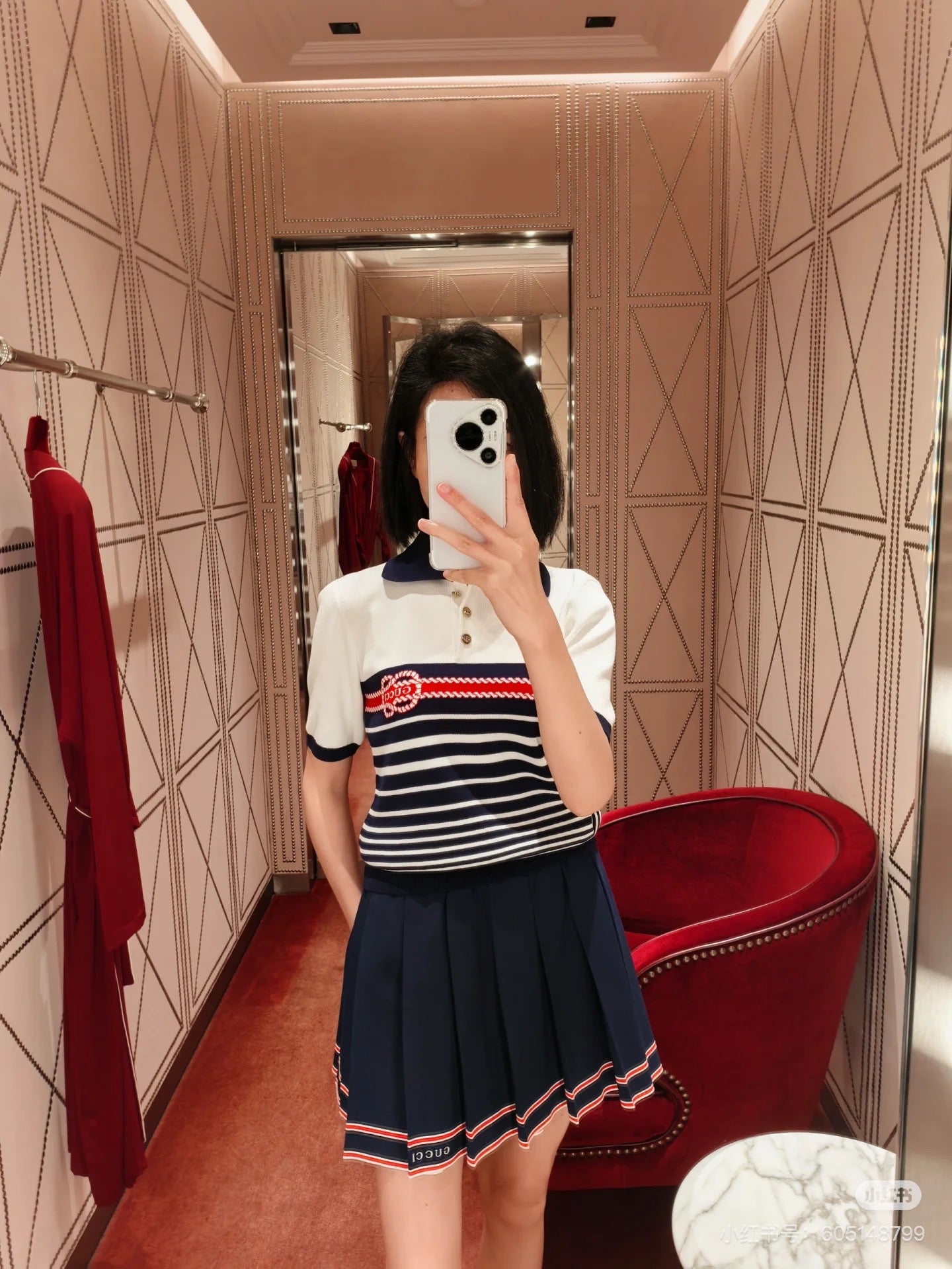 G*♥2025 new product Lapel striped knitted short sleeves