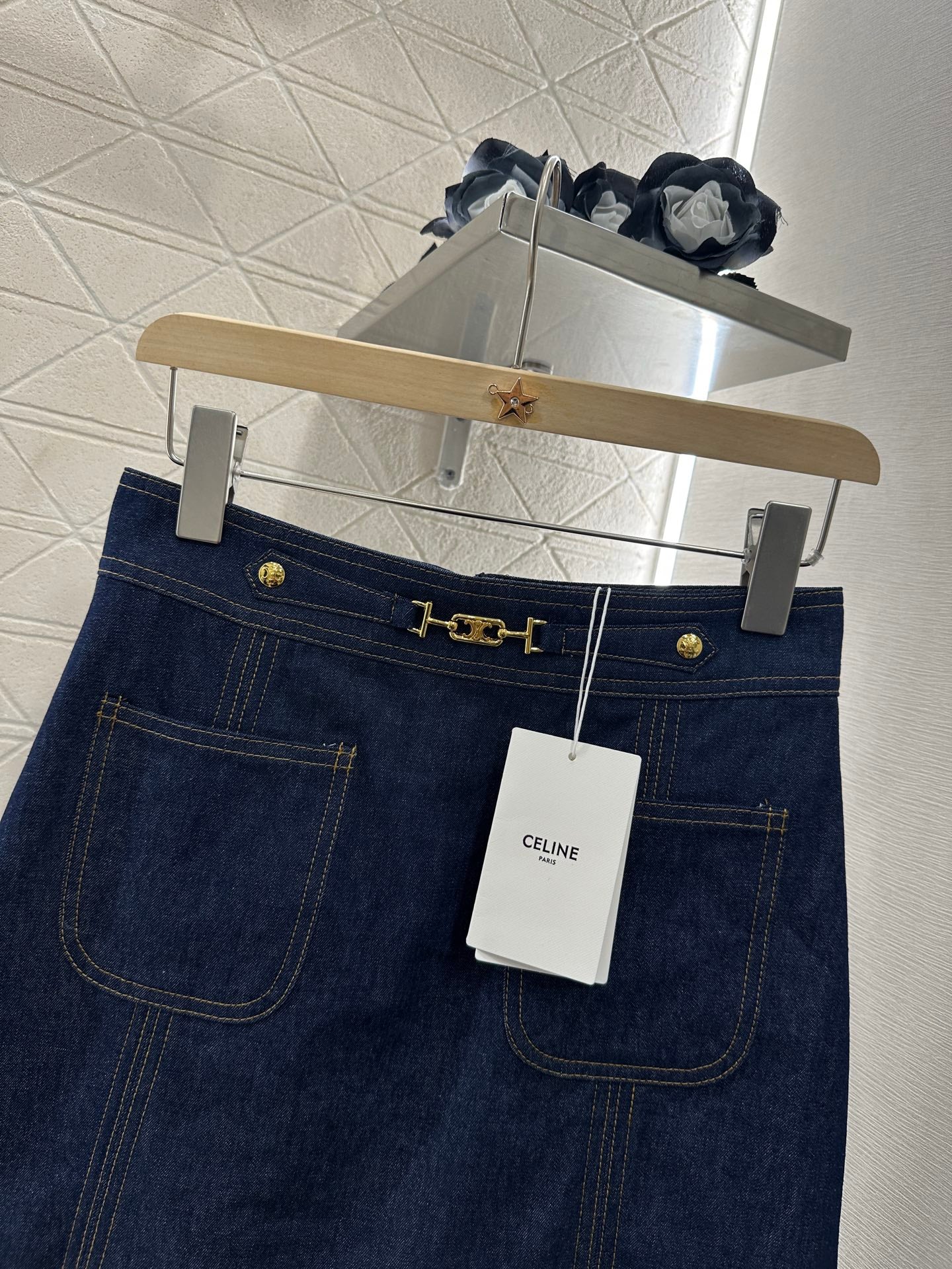 C*♥2025 new product Chain denim skirt