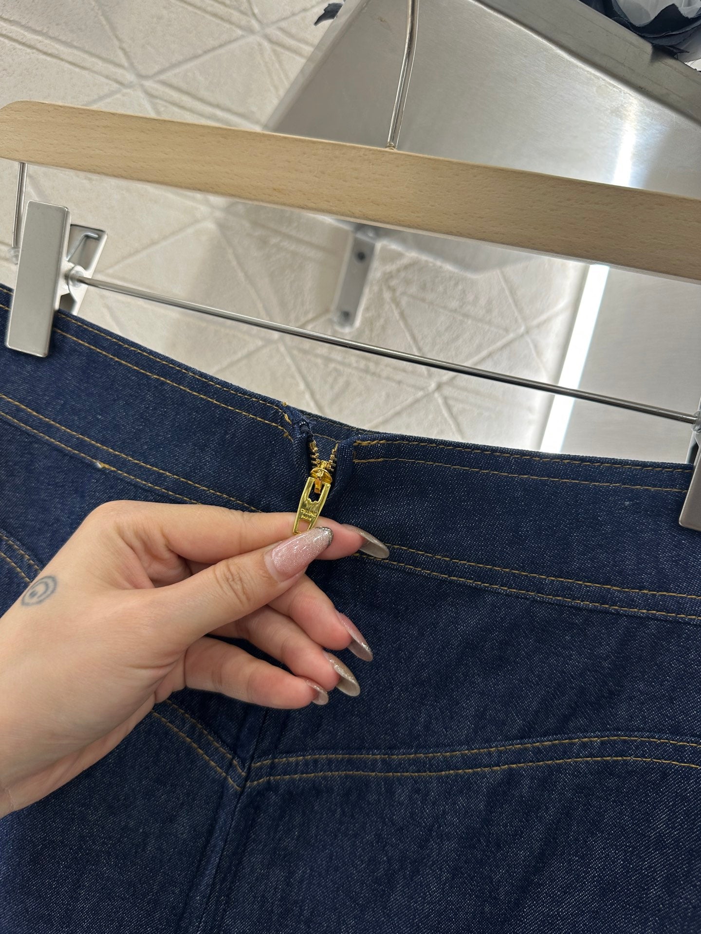 C*♥2025 new product Chain denim skirt