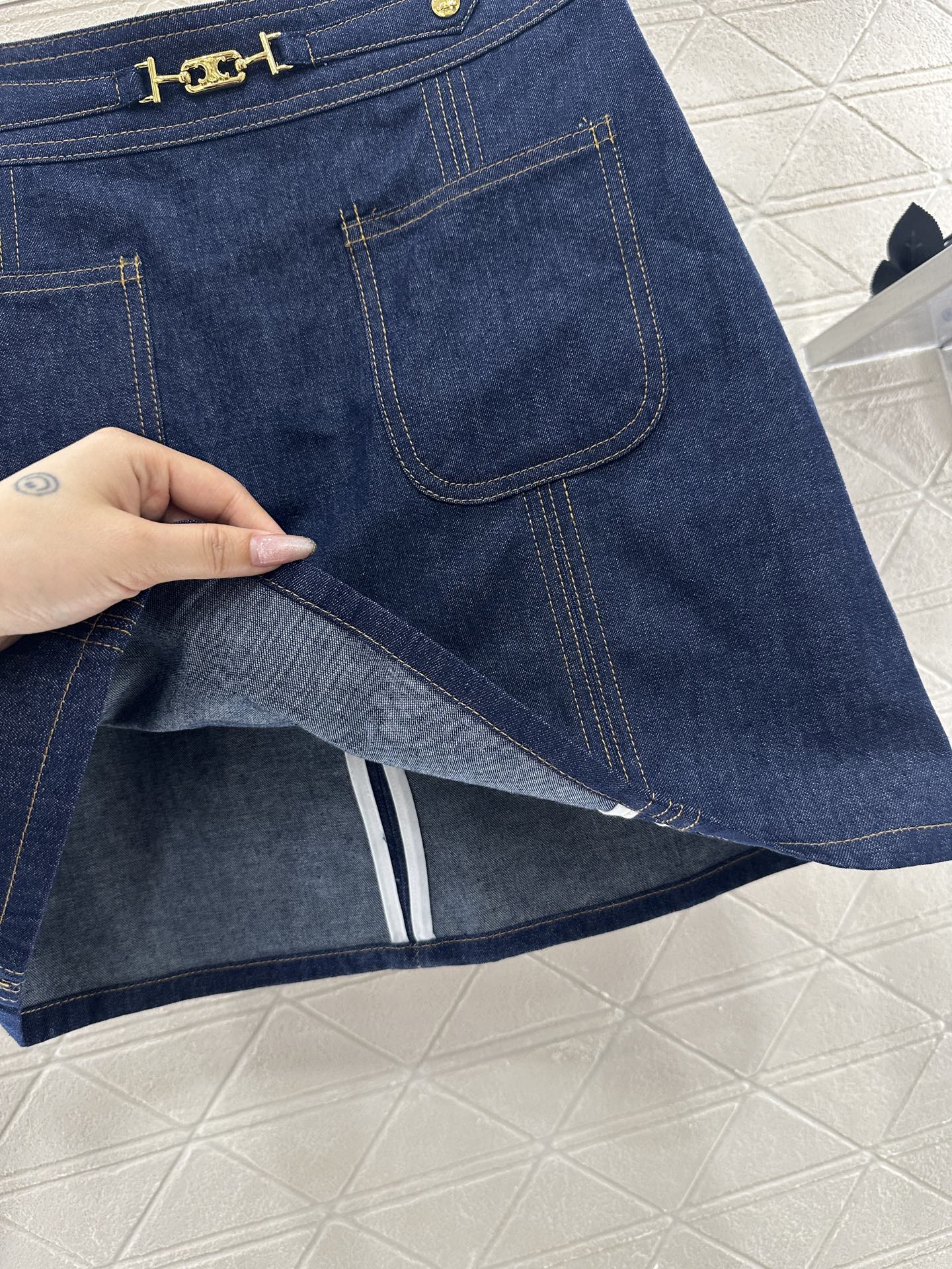 C*♥2025 new product Chain denim skirt