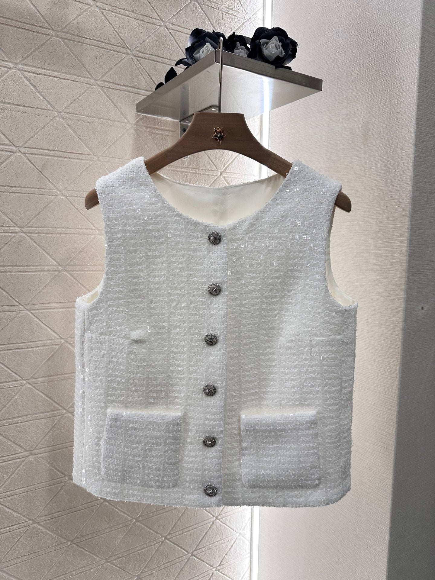 C*♥2025 new product Heavy sequin woven vest