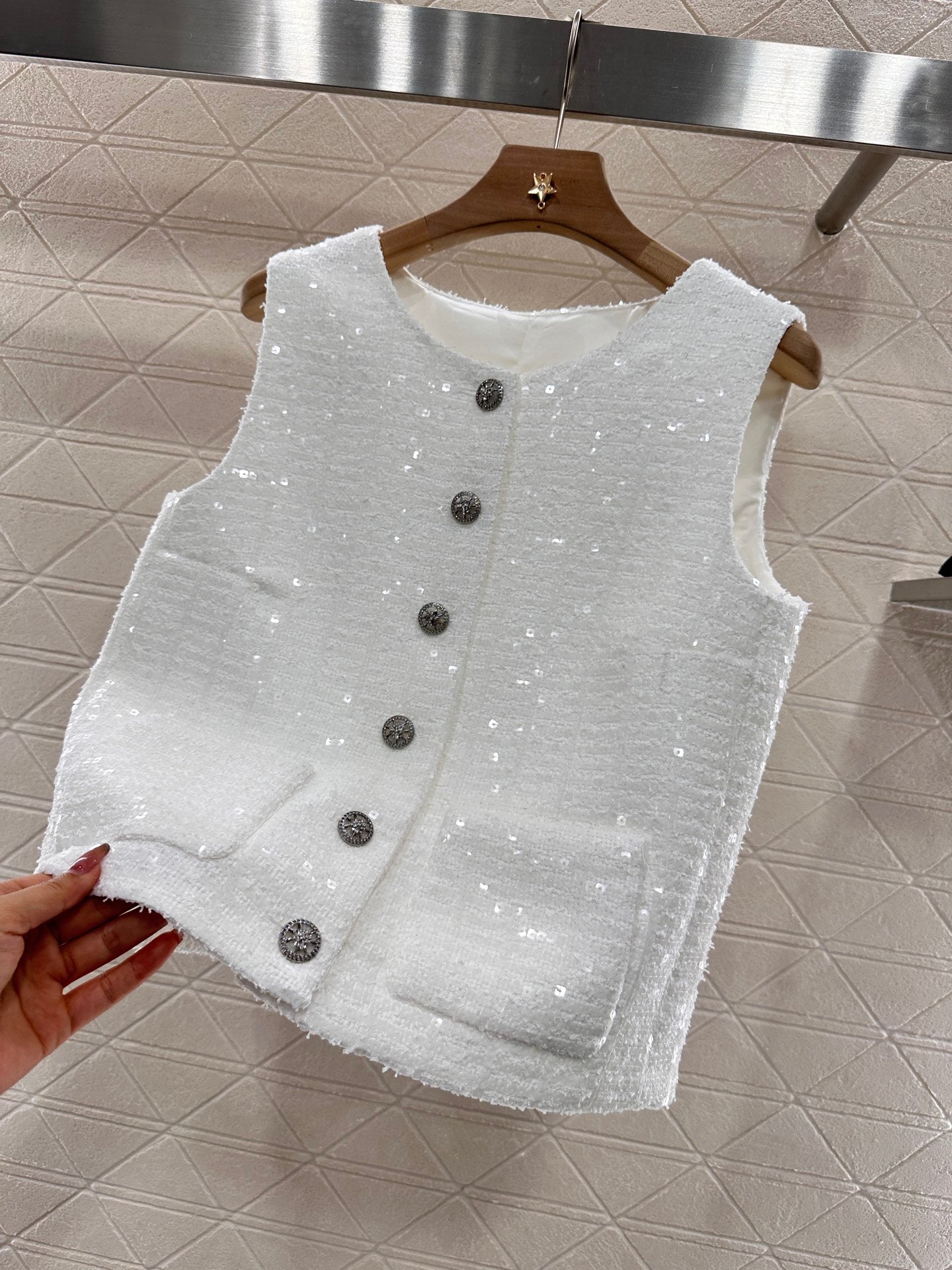 C*♥2025 new product Heavy sequin woven vest