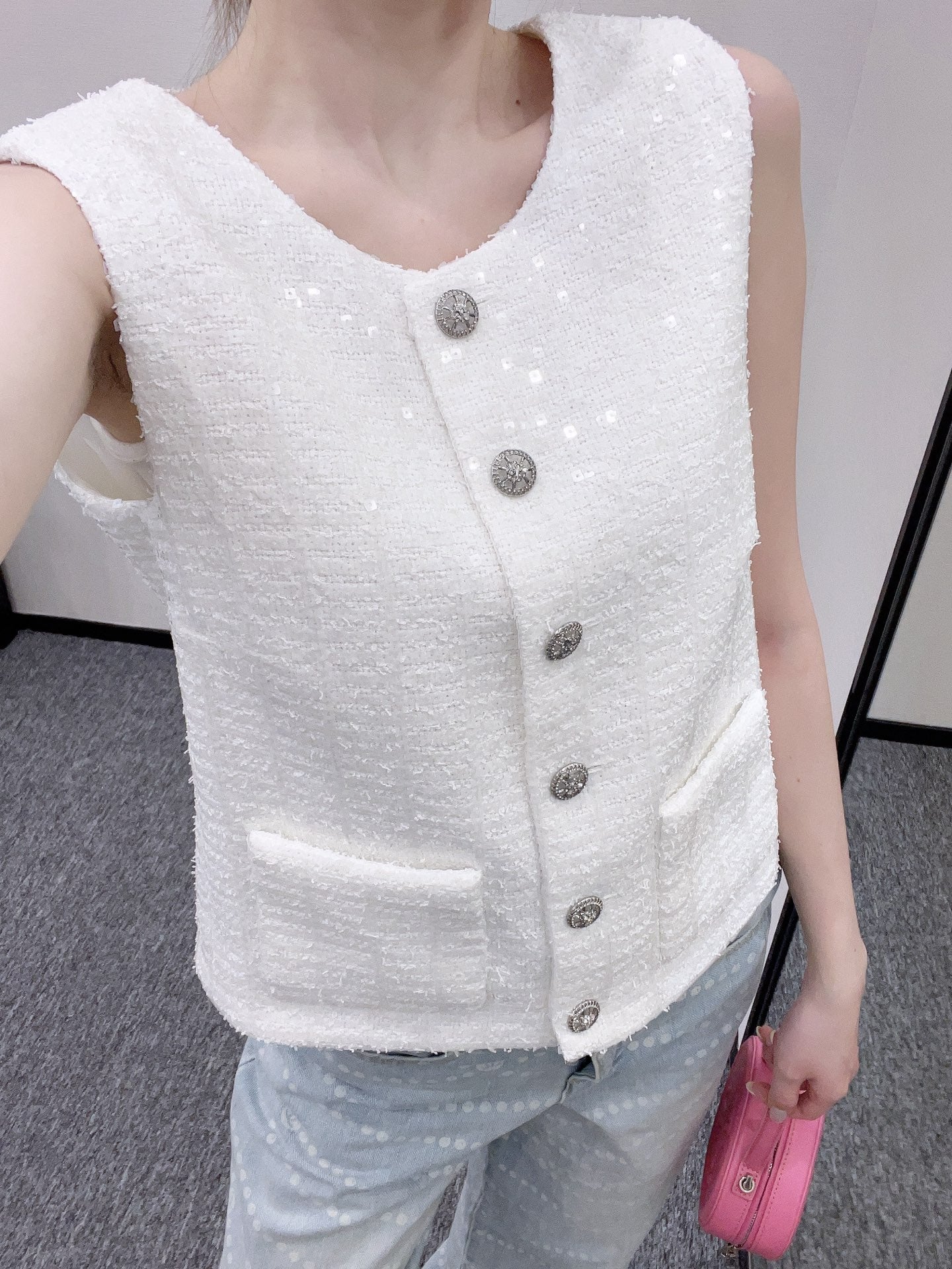 C*♥2025 new product Heavy sequin woven vest