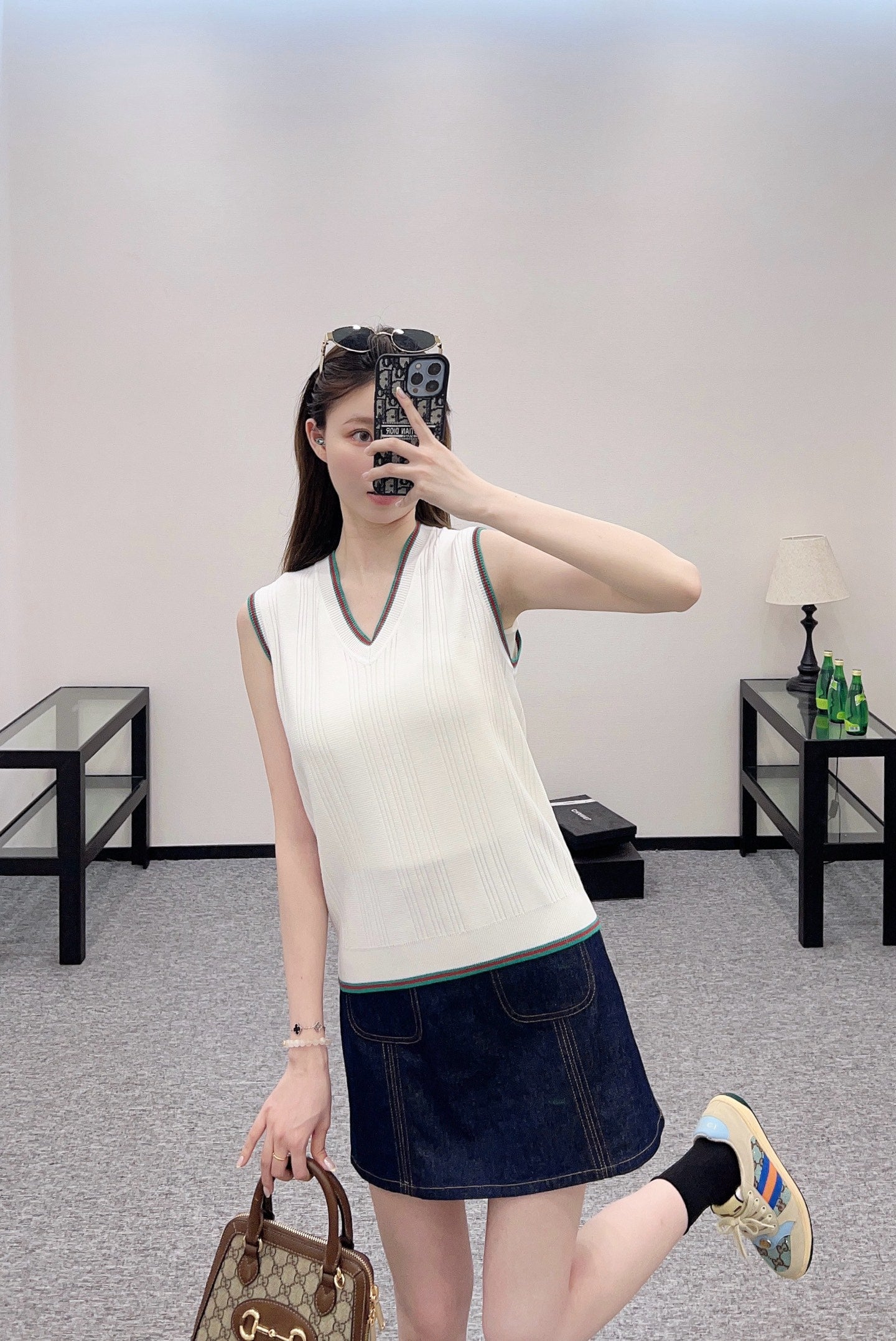 G*♥2025 new product Contrast color knitted vest