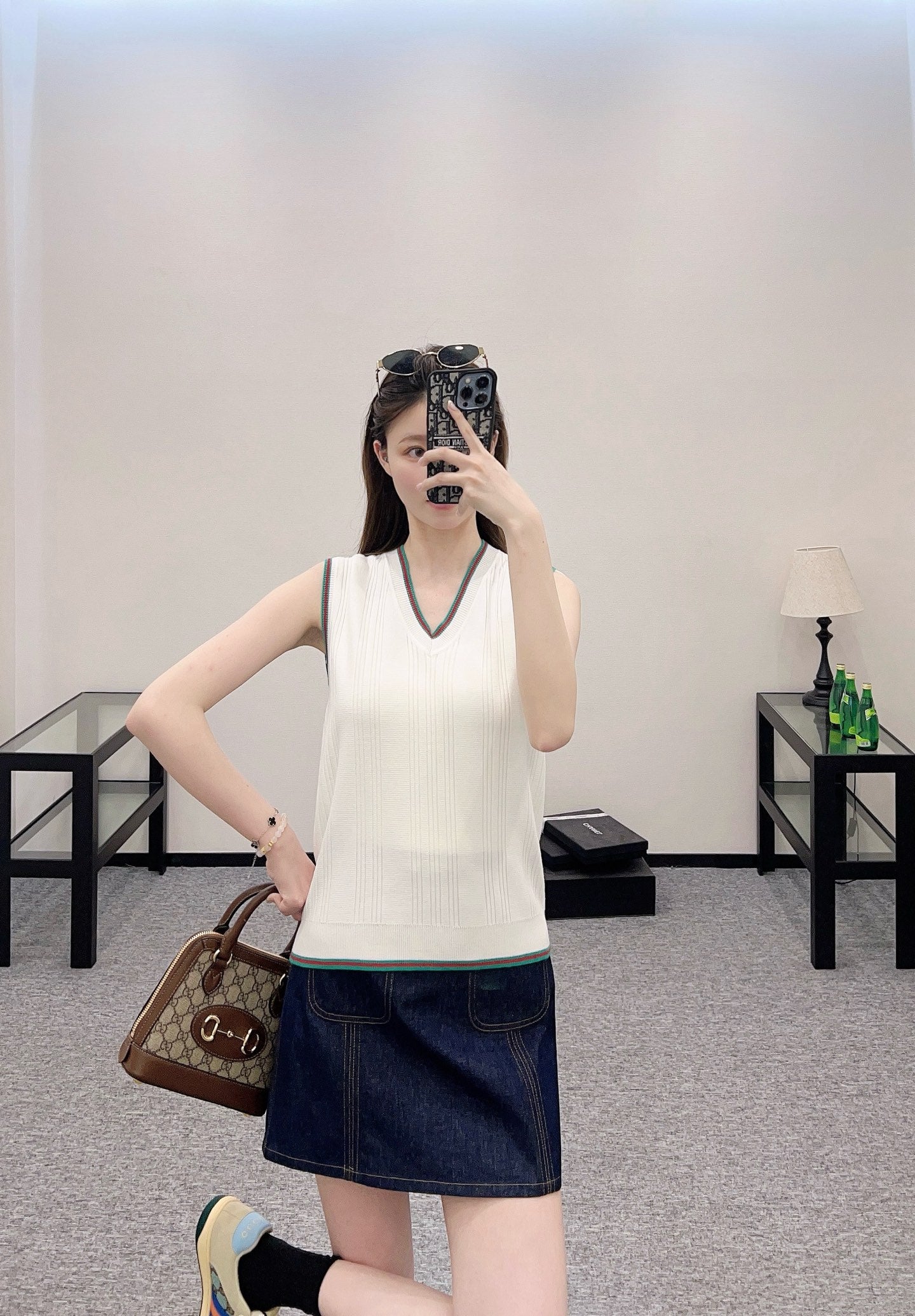G*♥2025 new product Contrast color knitted vest