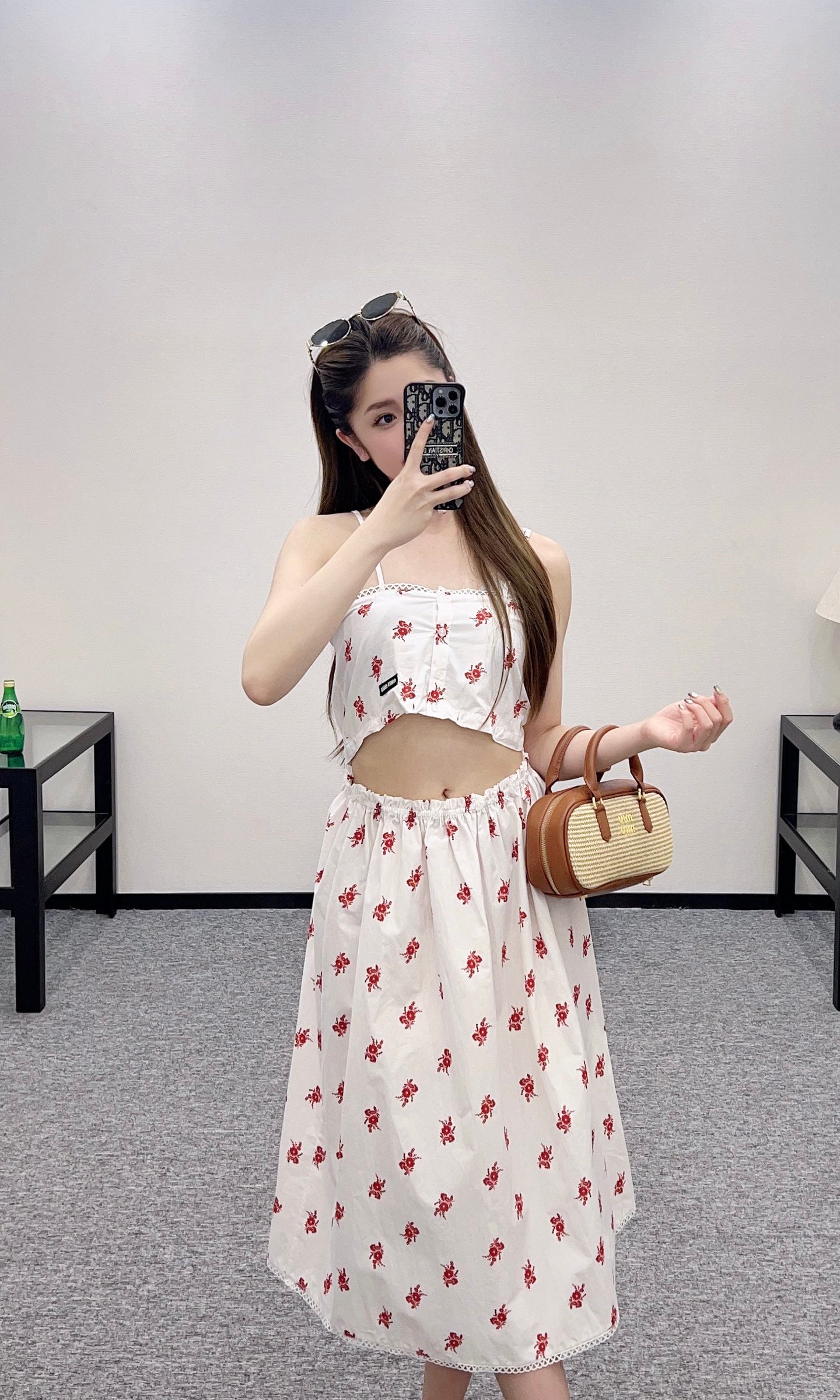 Mi*mu*♥2025 new product Linen detachable suspender skirt