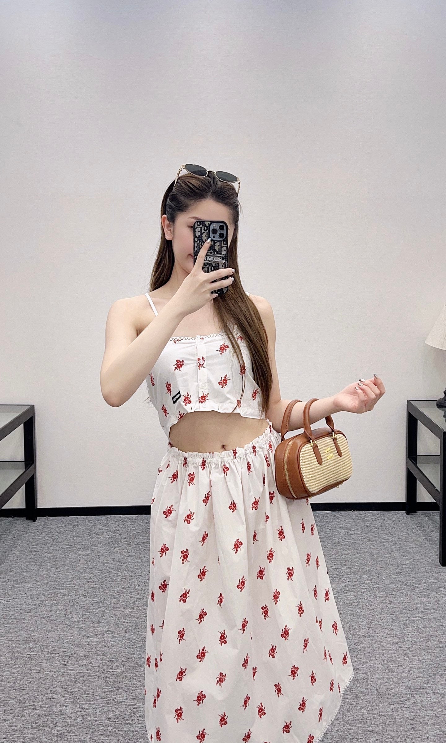 Mi*mu*♥2025 new product Linen detachable suspender skirt