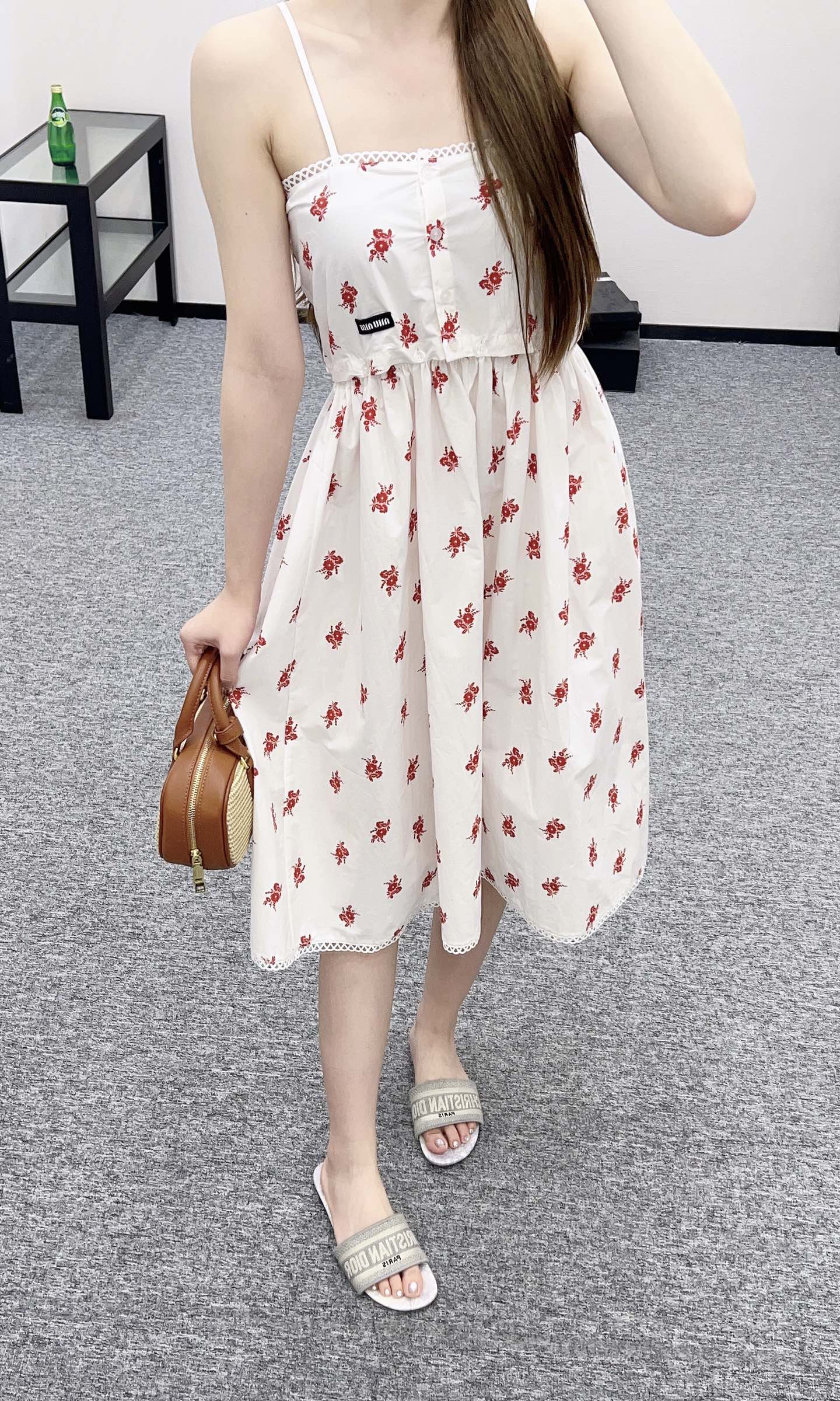Mi*mu*♥2025 new product Linen detachable suspender skirt