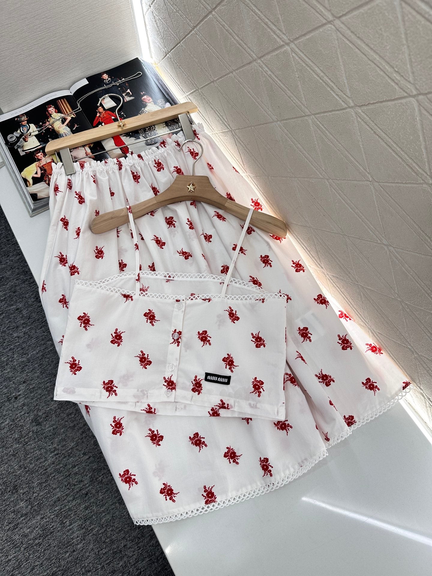 Mi*mu*♥2025 new product Linen detachable suspender skirt