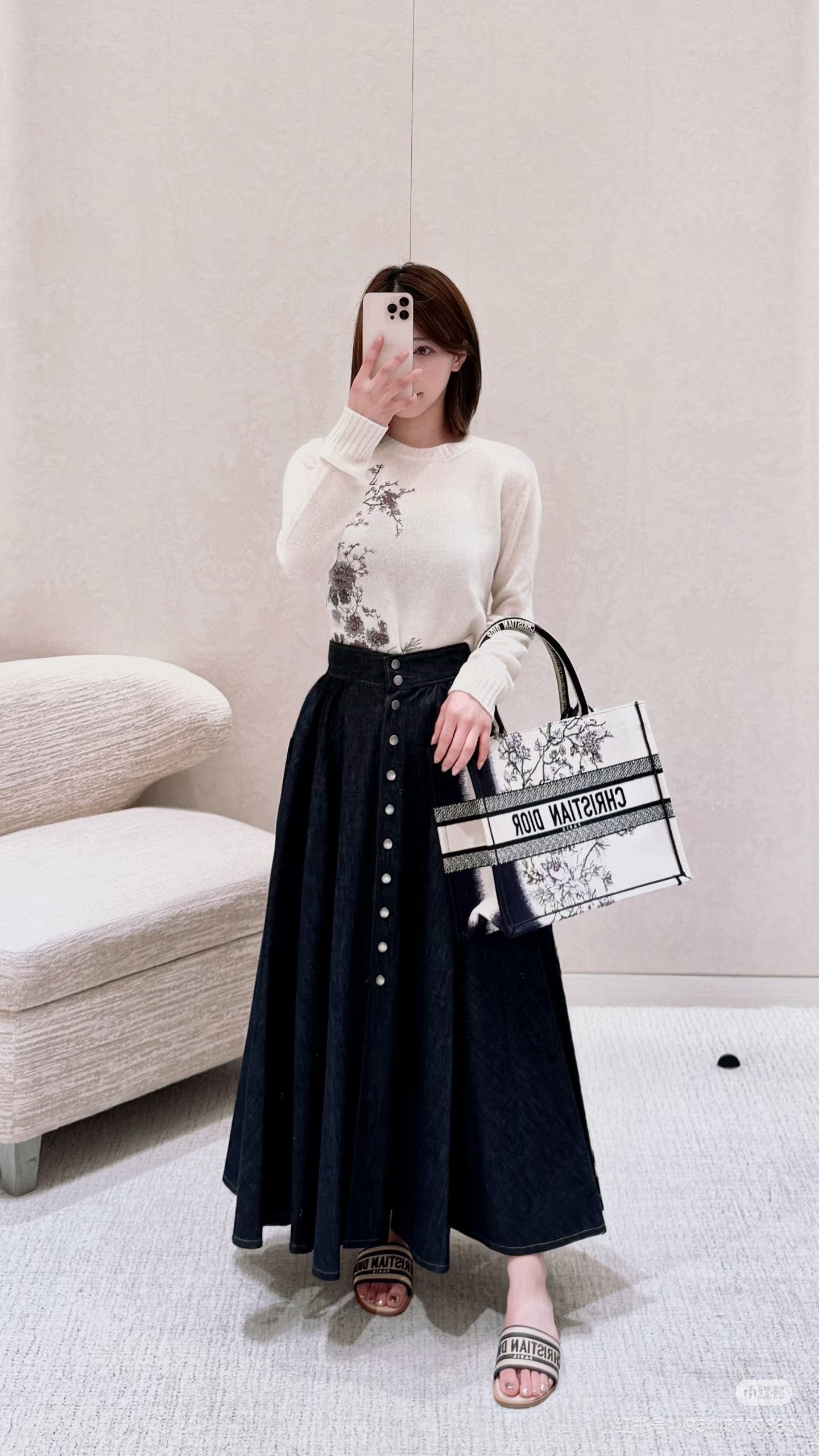 D*♥2025 new product Button-down denim skirt
