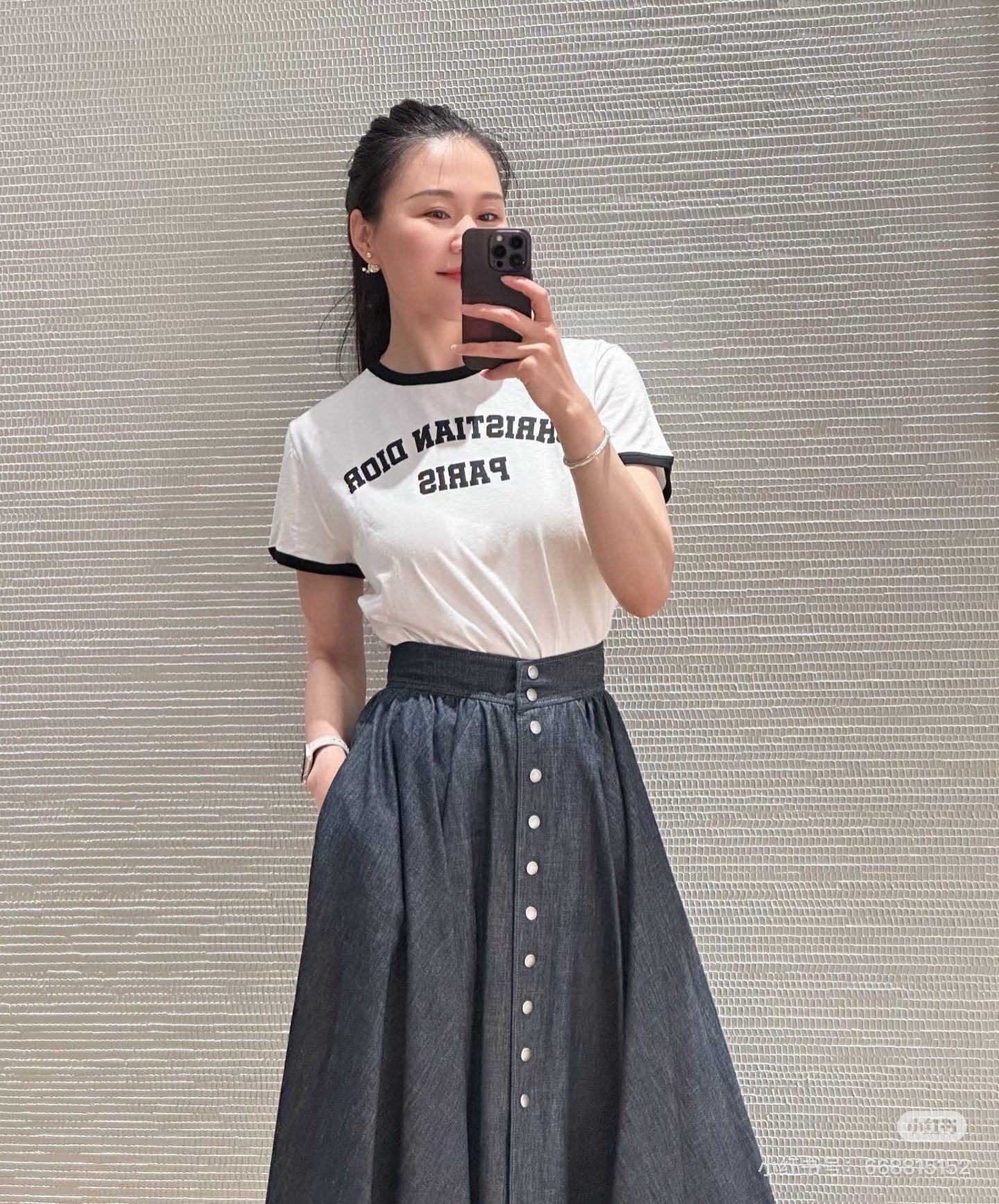 D*♥2025 new product Button-down denim skirt