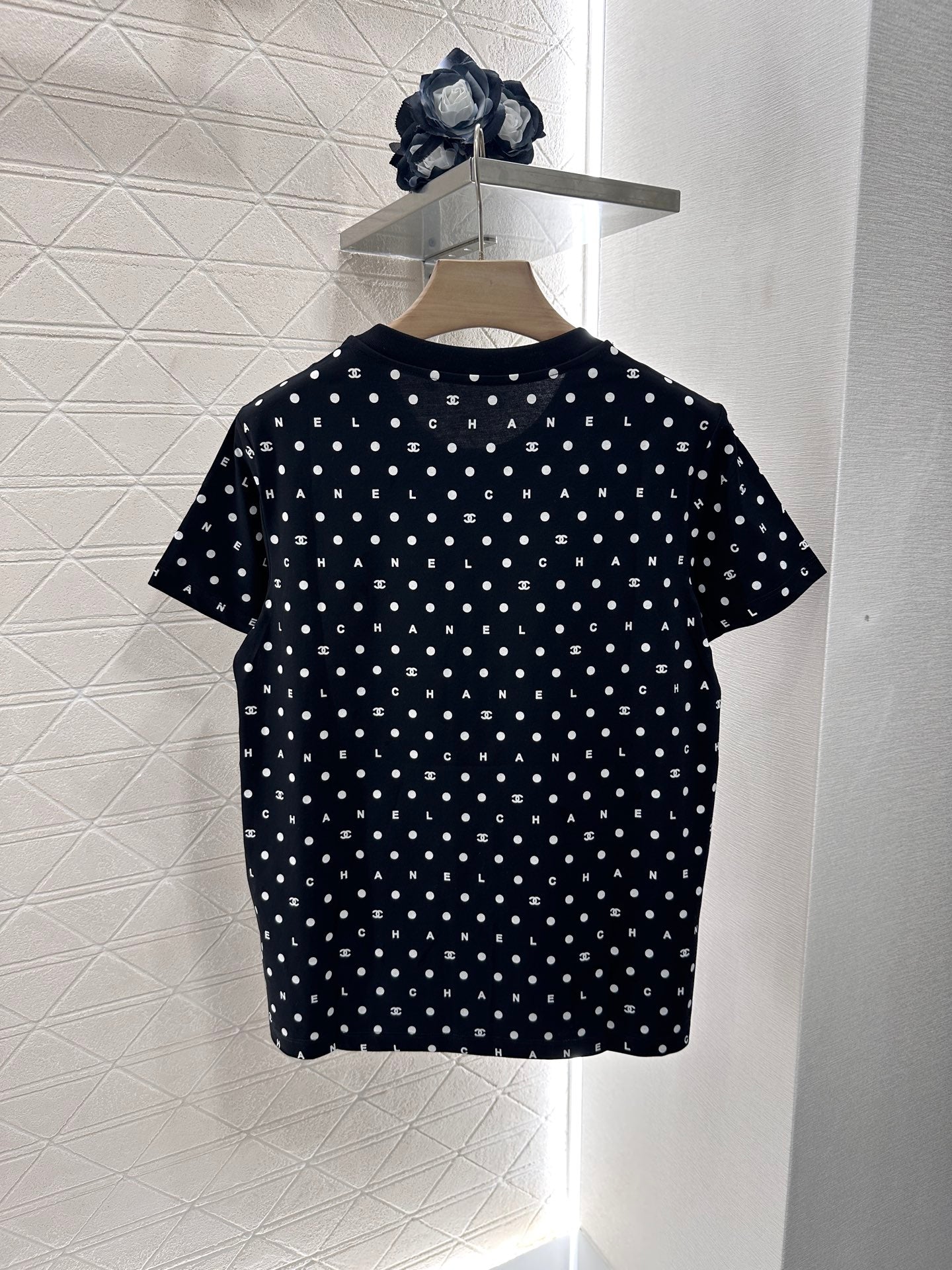 C*♥2025 new product Round neck polka dot letters